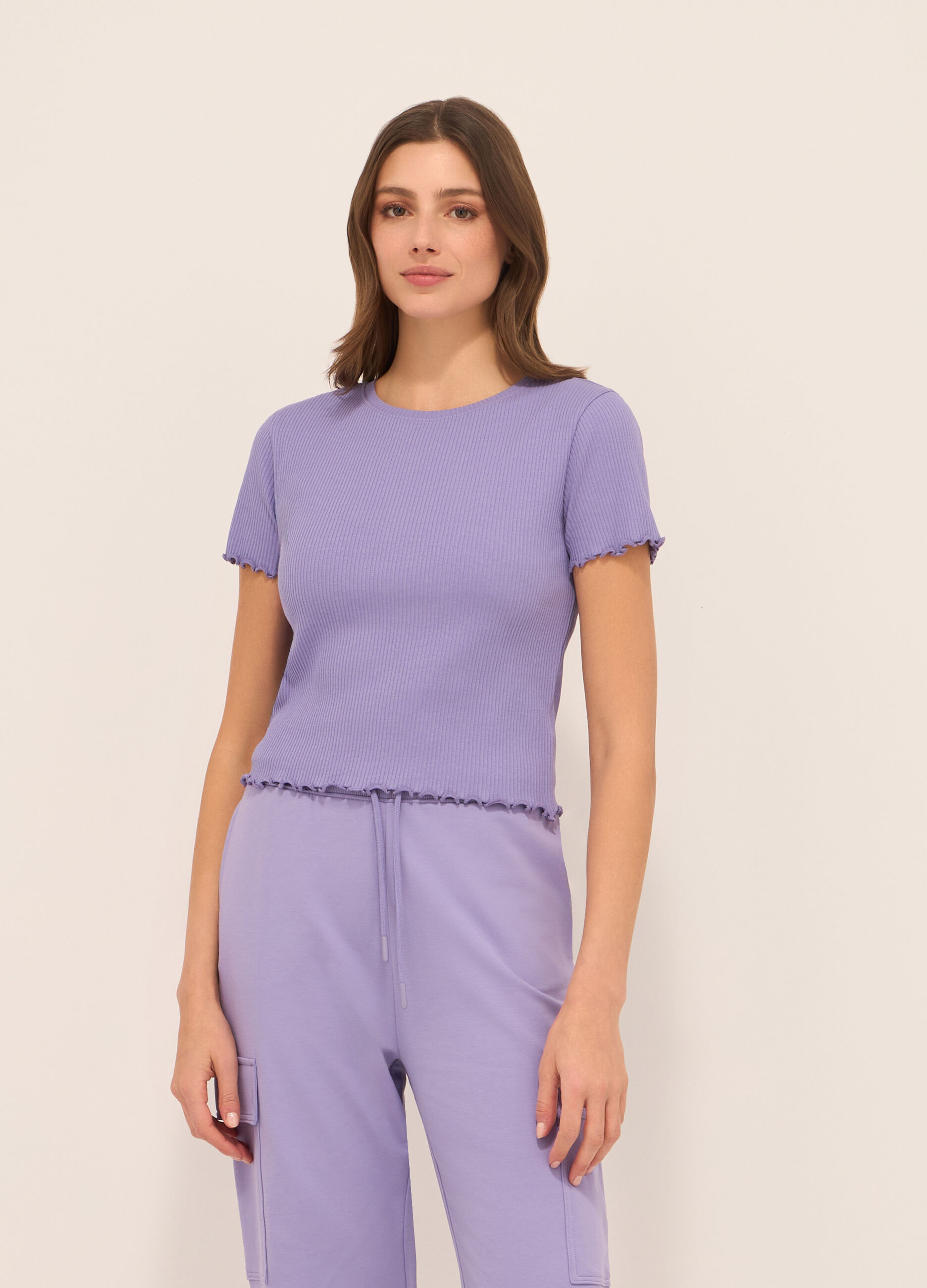 T-shirt in jersey di cotone stretch donna_0