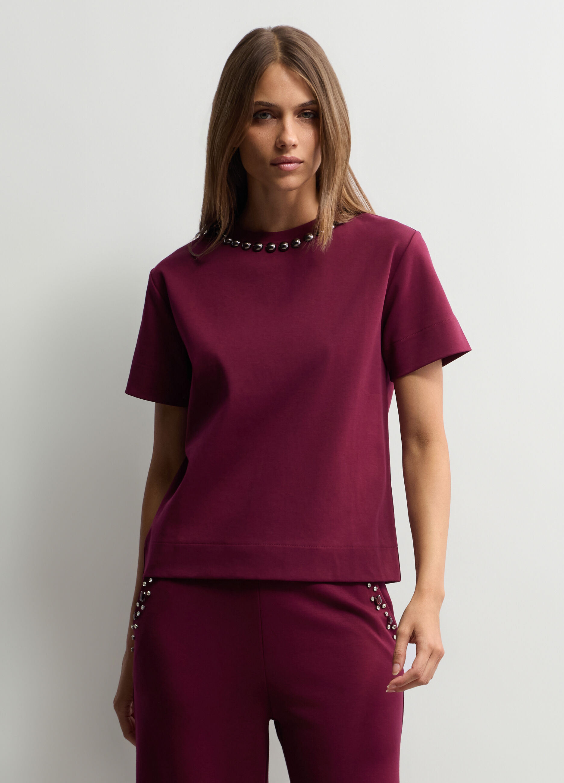 T-shirt girocollo stretch donna_0