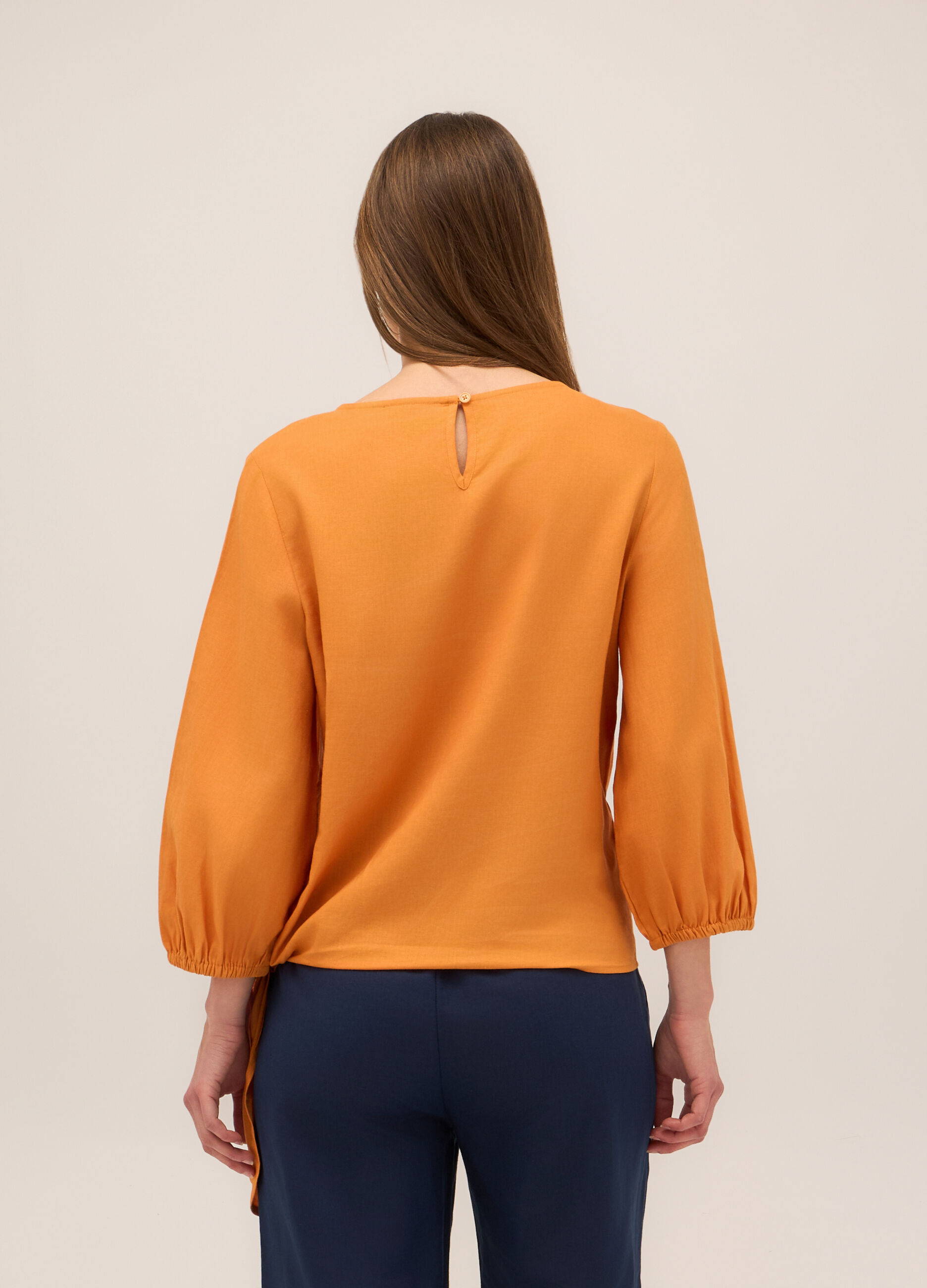 Blusa in misto lino donna_1