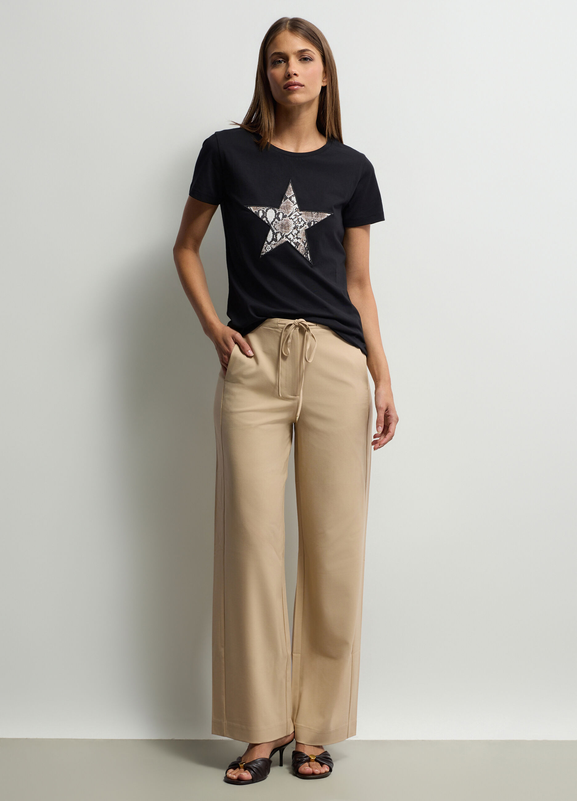 Pantaloni Straight Fit in poli viscosa stretch donna_0