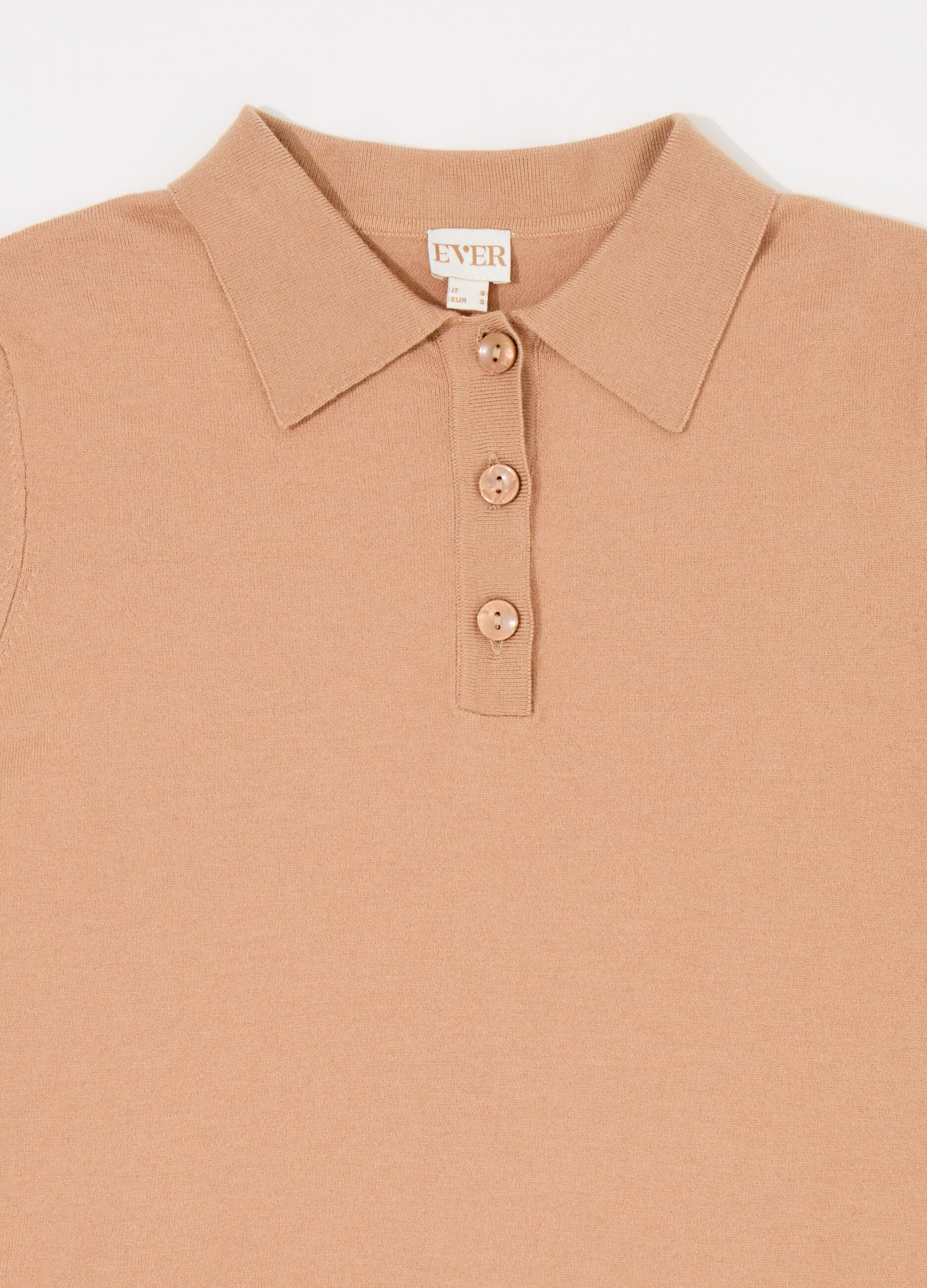 Polo in tricot misto cashmere a maniche corte donna_6