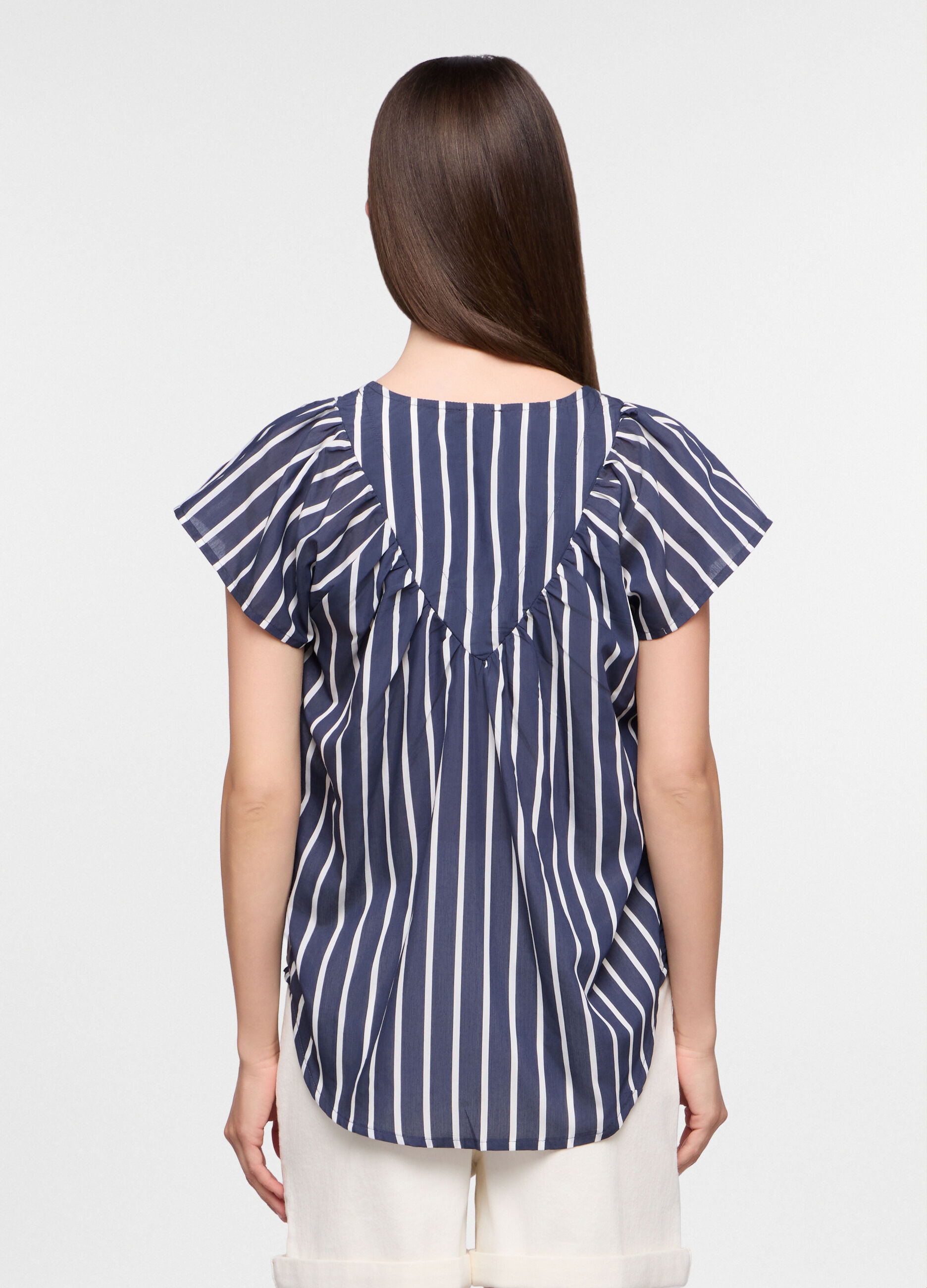 Blusa Fit over con scollo a V misto modal donna_1