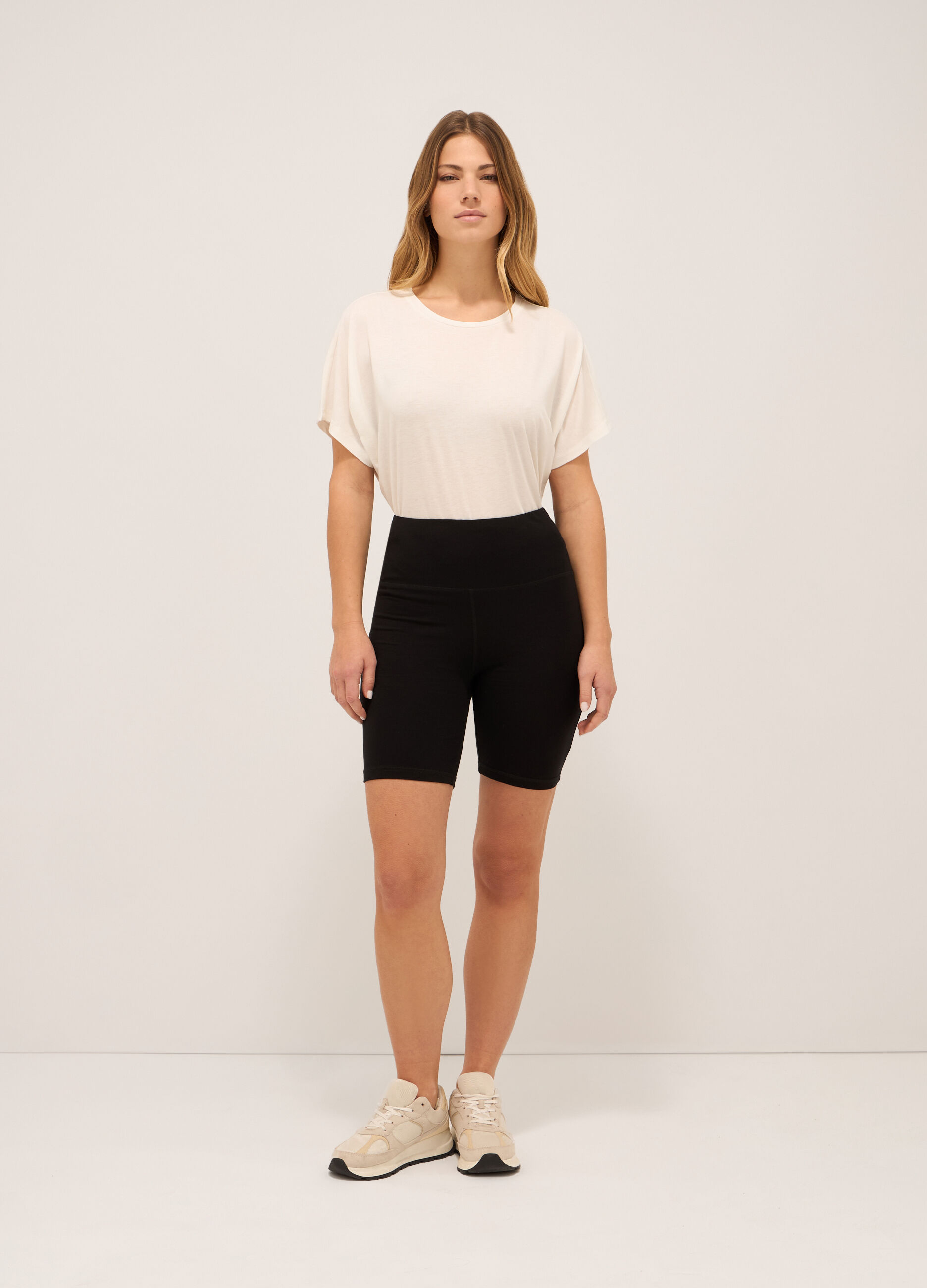 Leggings ciclista in cotone stretch donna_0