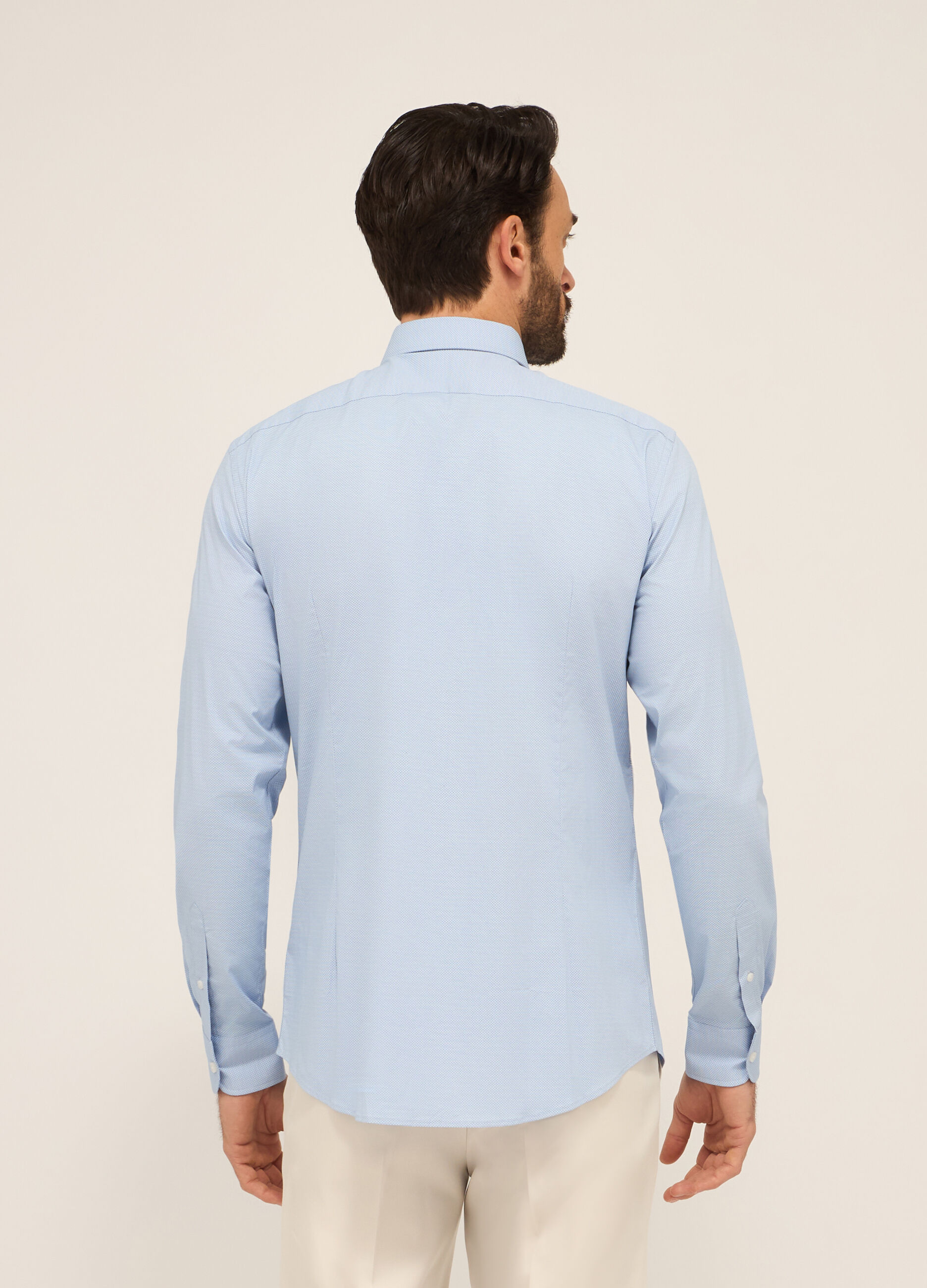 Camicia slim fit in cotone stretch texturizzato uomo_1