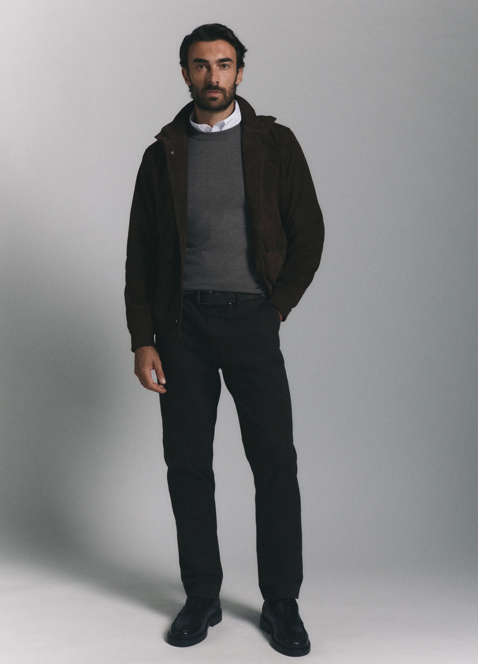 Maglione girocollo in lana merino m&eacute;lange uomo_0