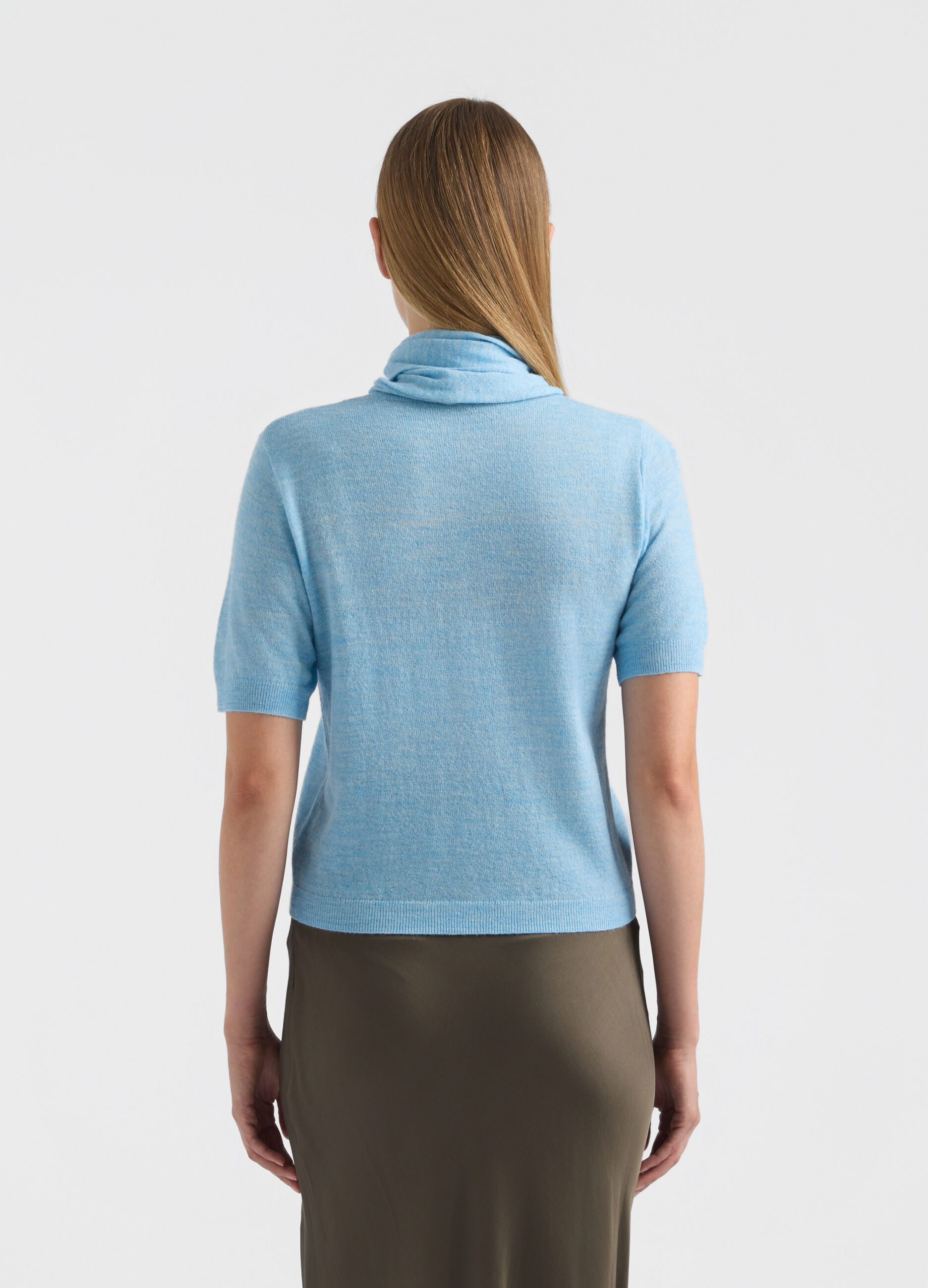 Maglia girocollo rasata misto lana donna_2