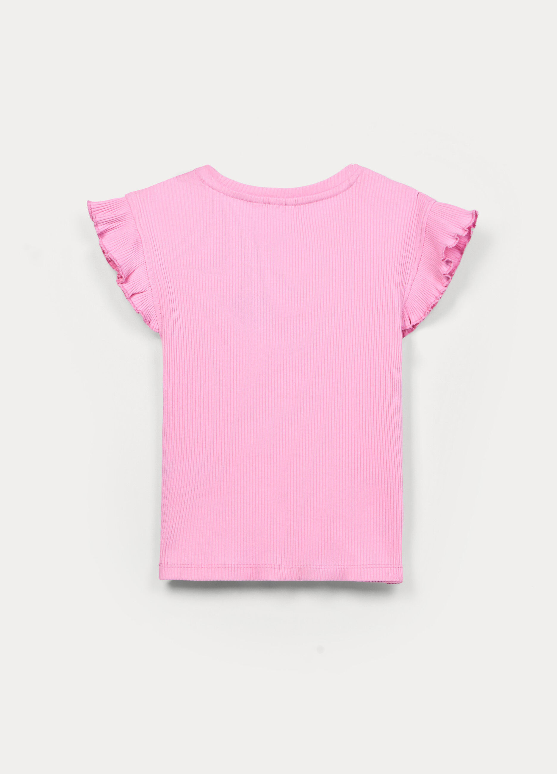 T-shirt fitted in costina di cotone stretch ragazza_1