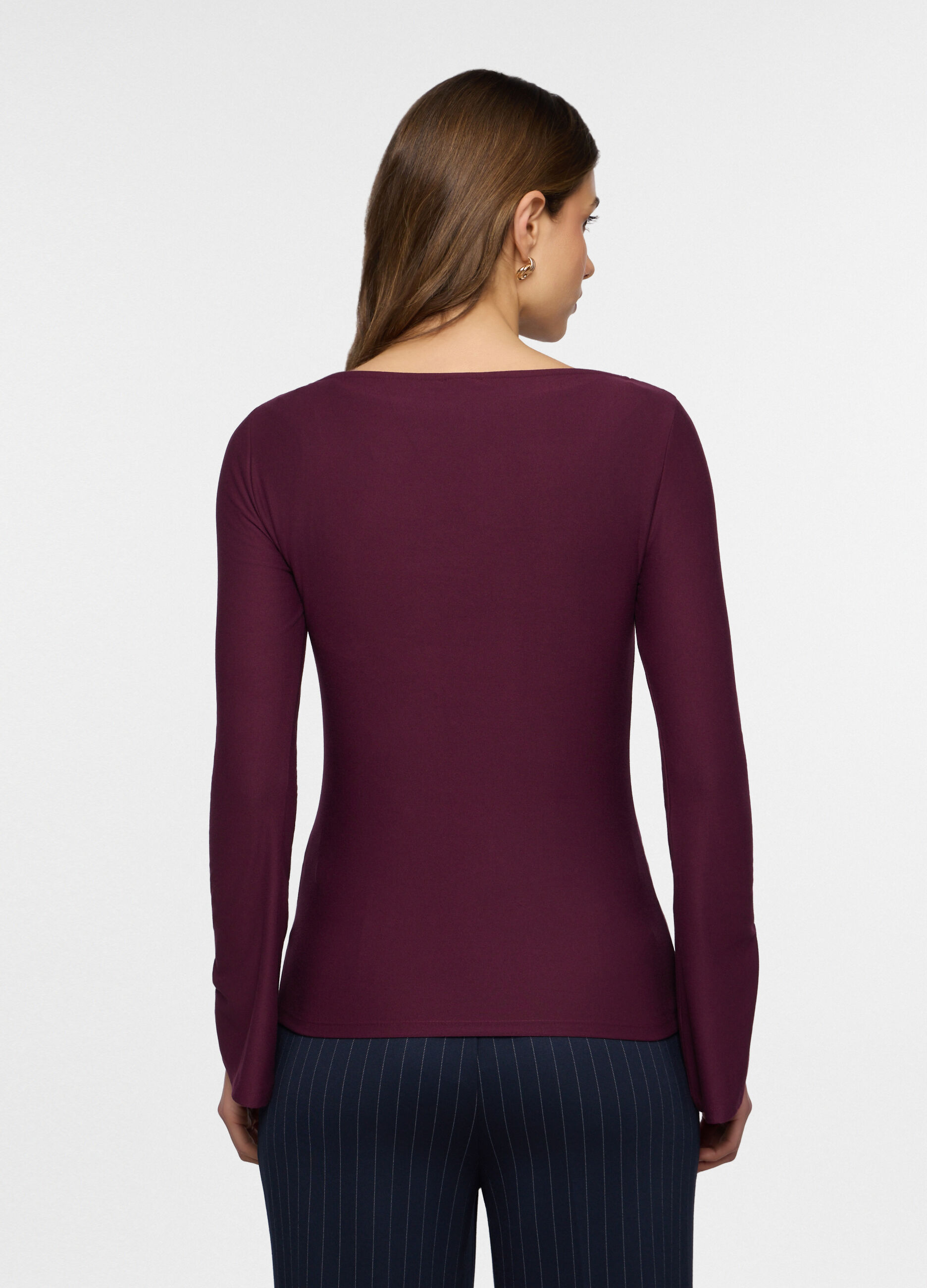 T-shirt con scollo a barchetta stretch donna_1