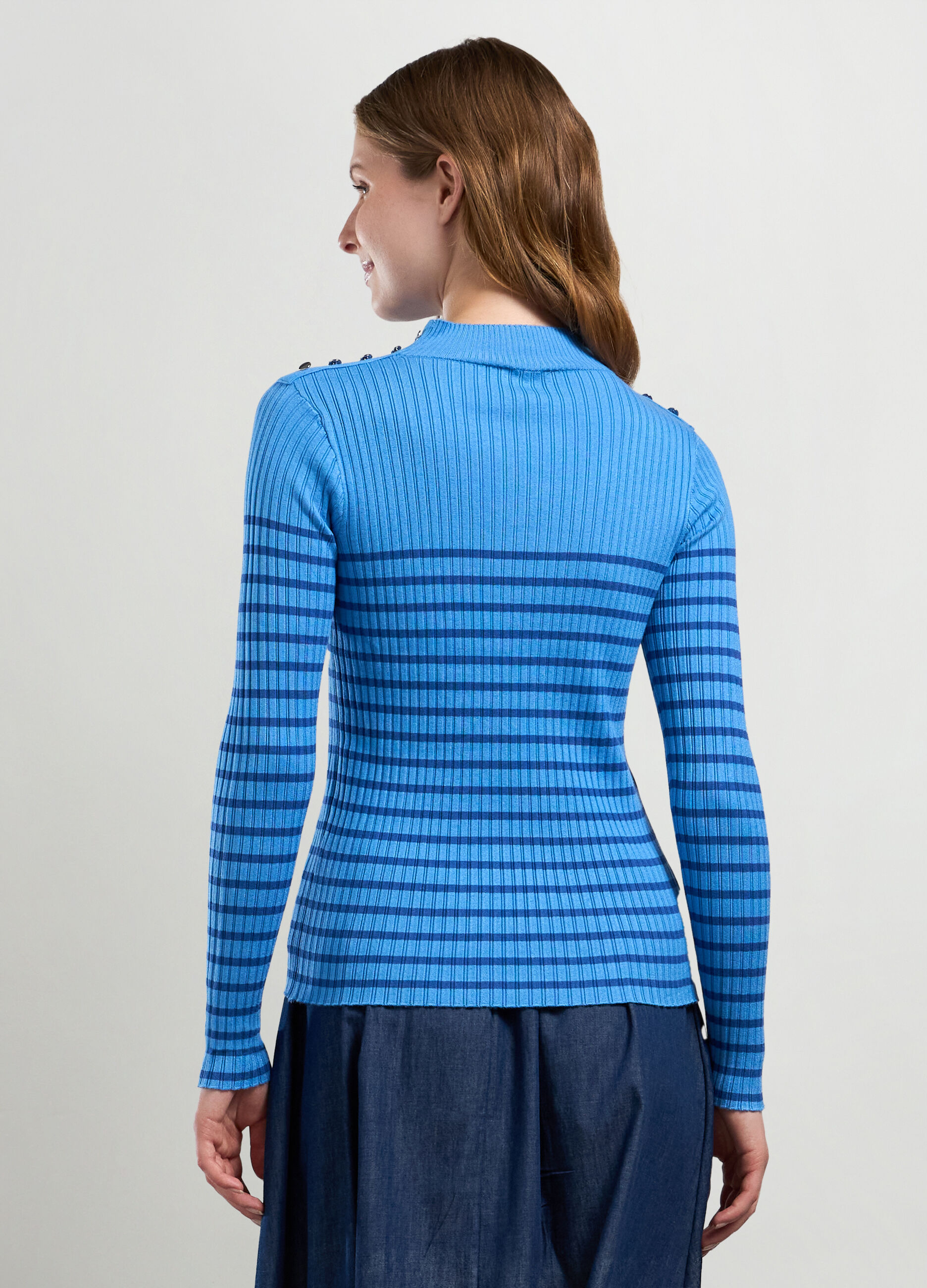 T-shirt in costina di misto viscosa _1