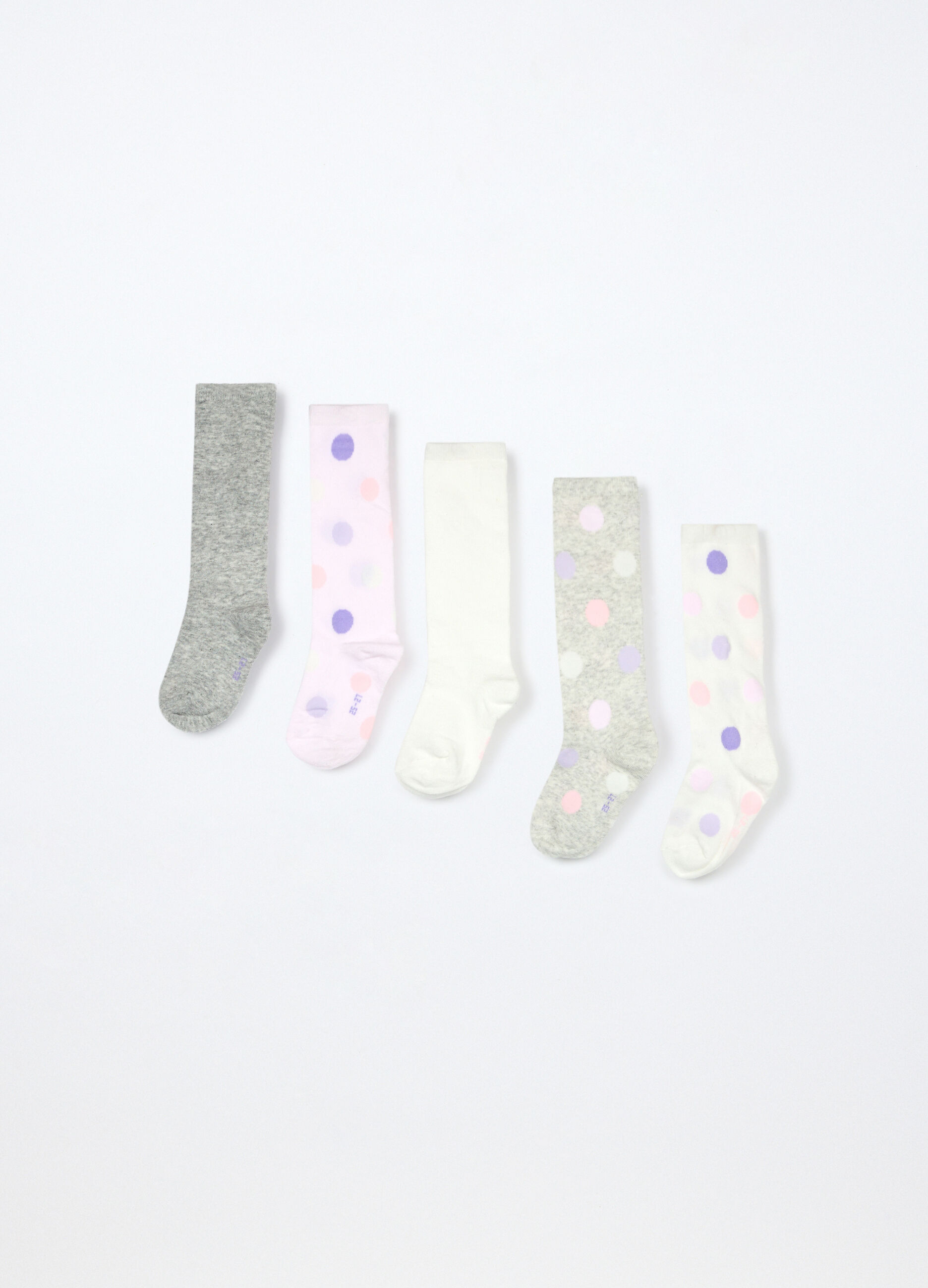 Pack 5 calze lunghe in cotone stretch bambina_1