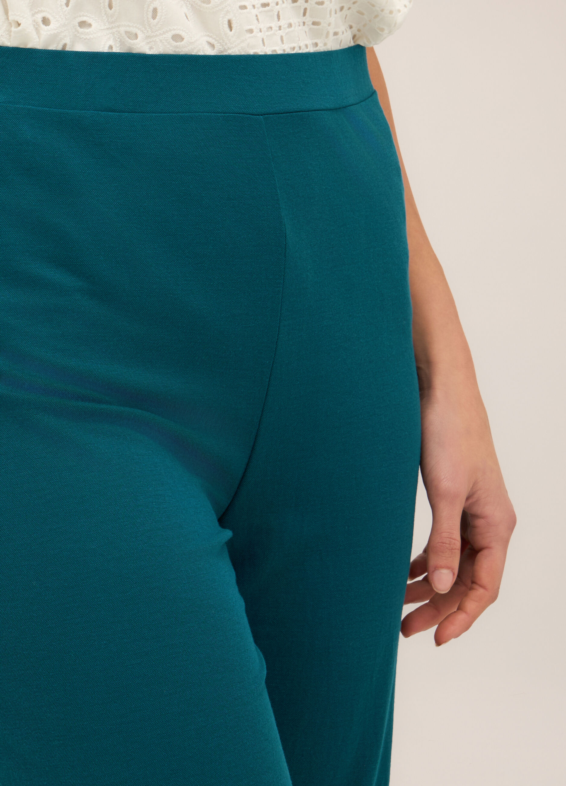 Pantaloni in viscosa Piquet stretch donna_2