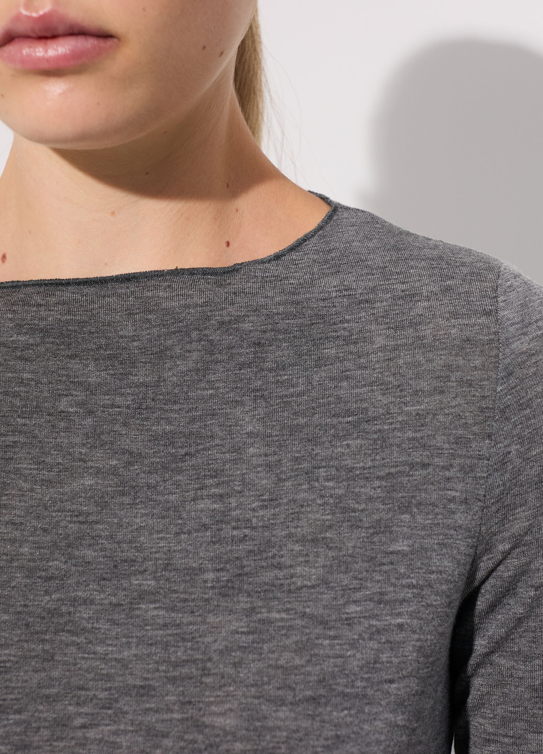Maglietta tricot a maniche lunghe in misto lana donna_3