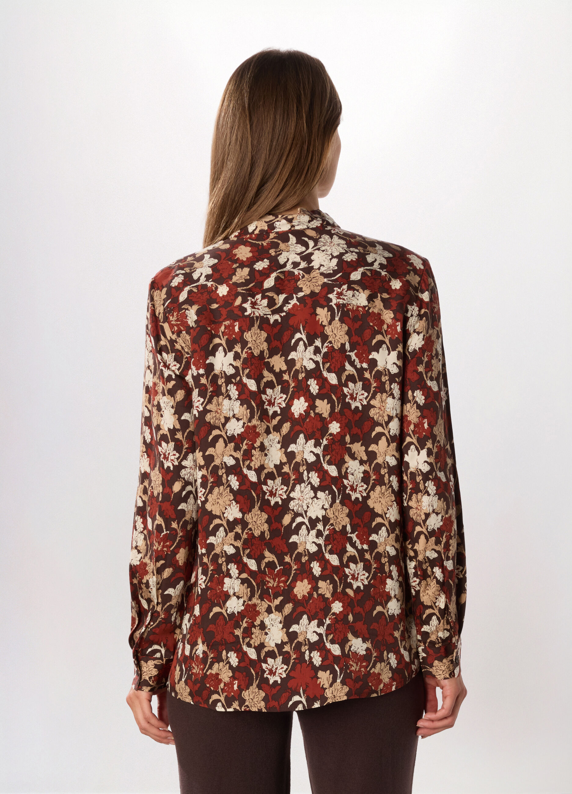 Camicia in raso di pura viscosa a maniche lunghe donna_1