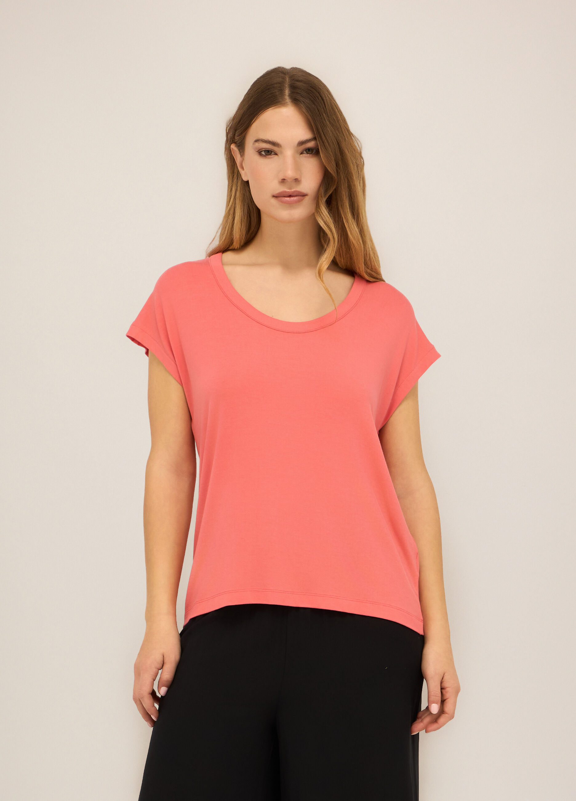 T-shirt in jersey di viscosa stretch donna_0
