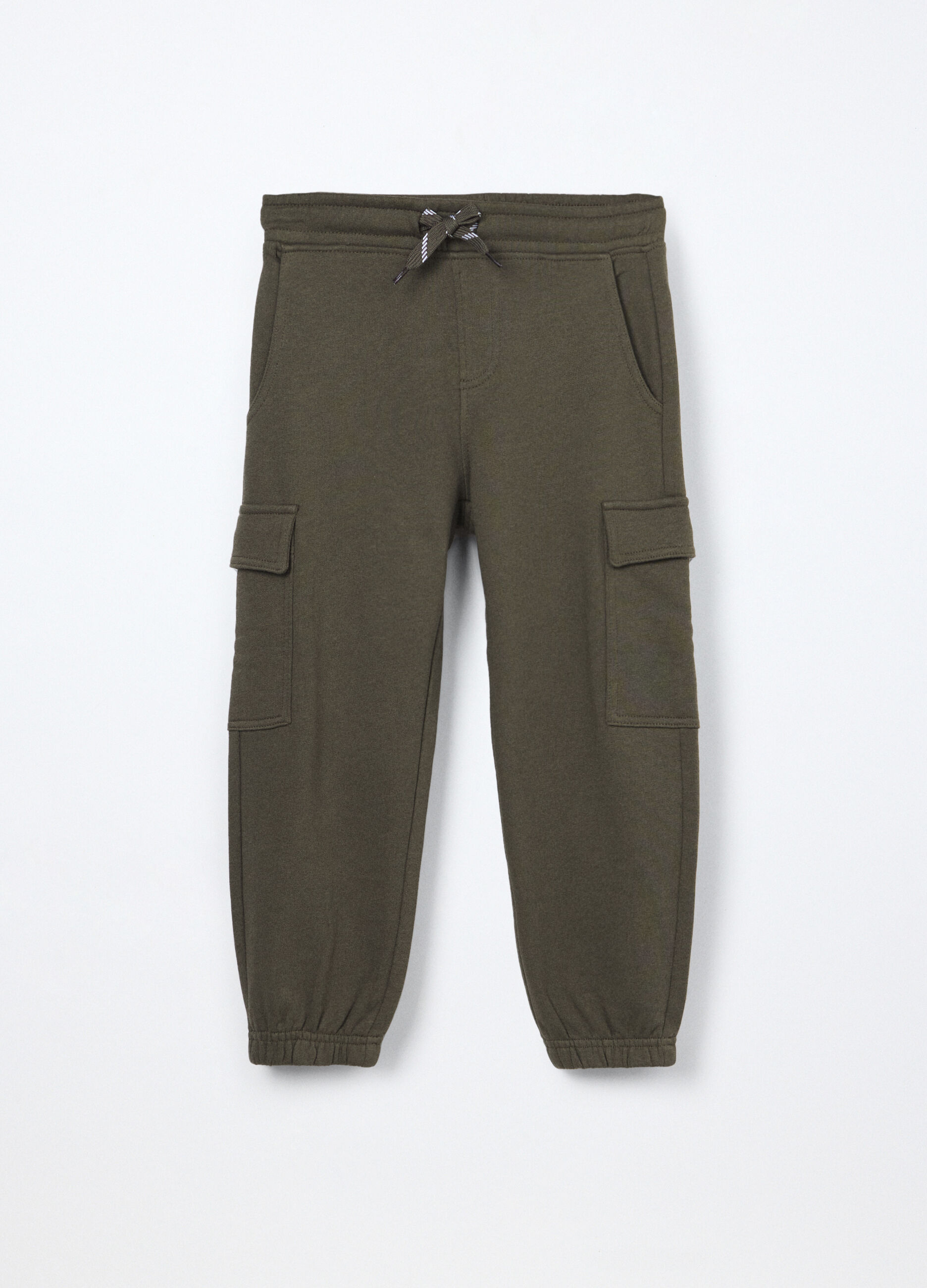 Jogger cargo in french terry di puro cotone bambino_0