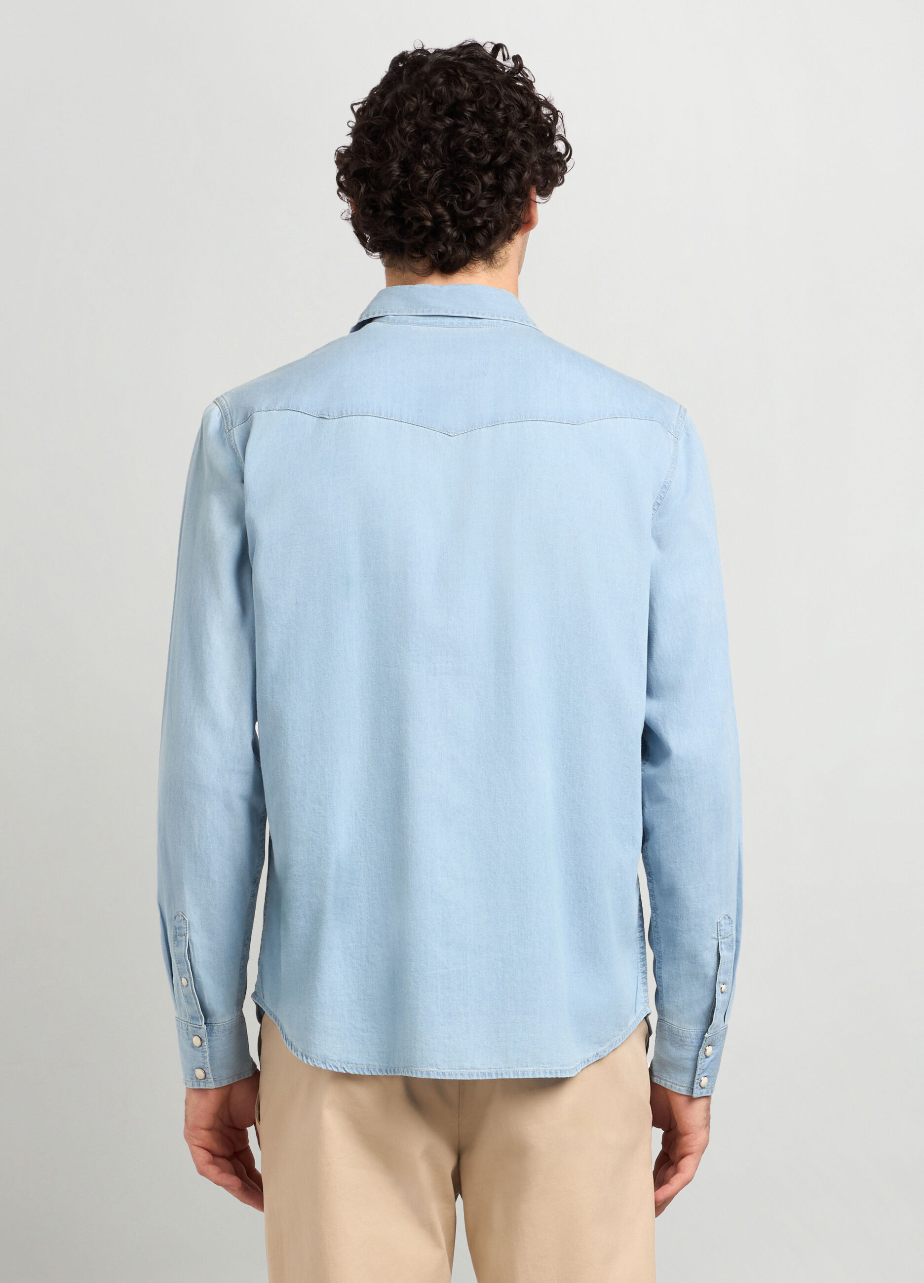 Camicia regular fit in denim di puro cotone uomo_1