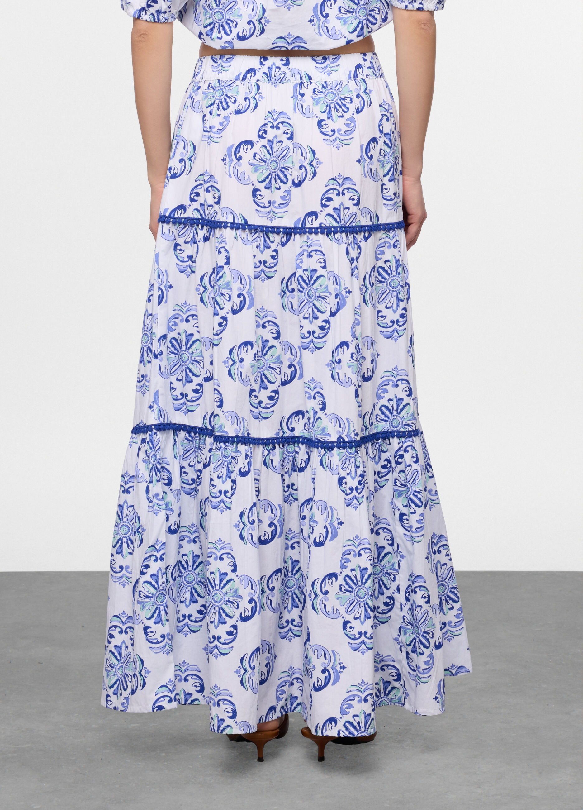 Gonna lunga in popeline di puro cotone donna_1