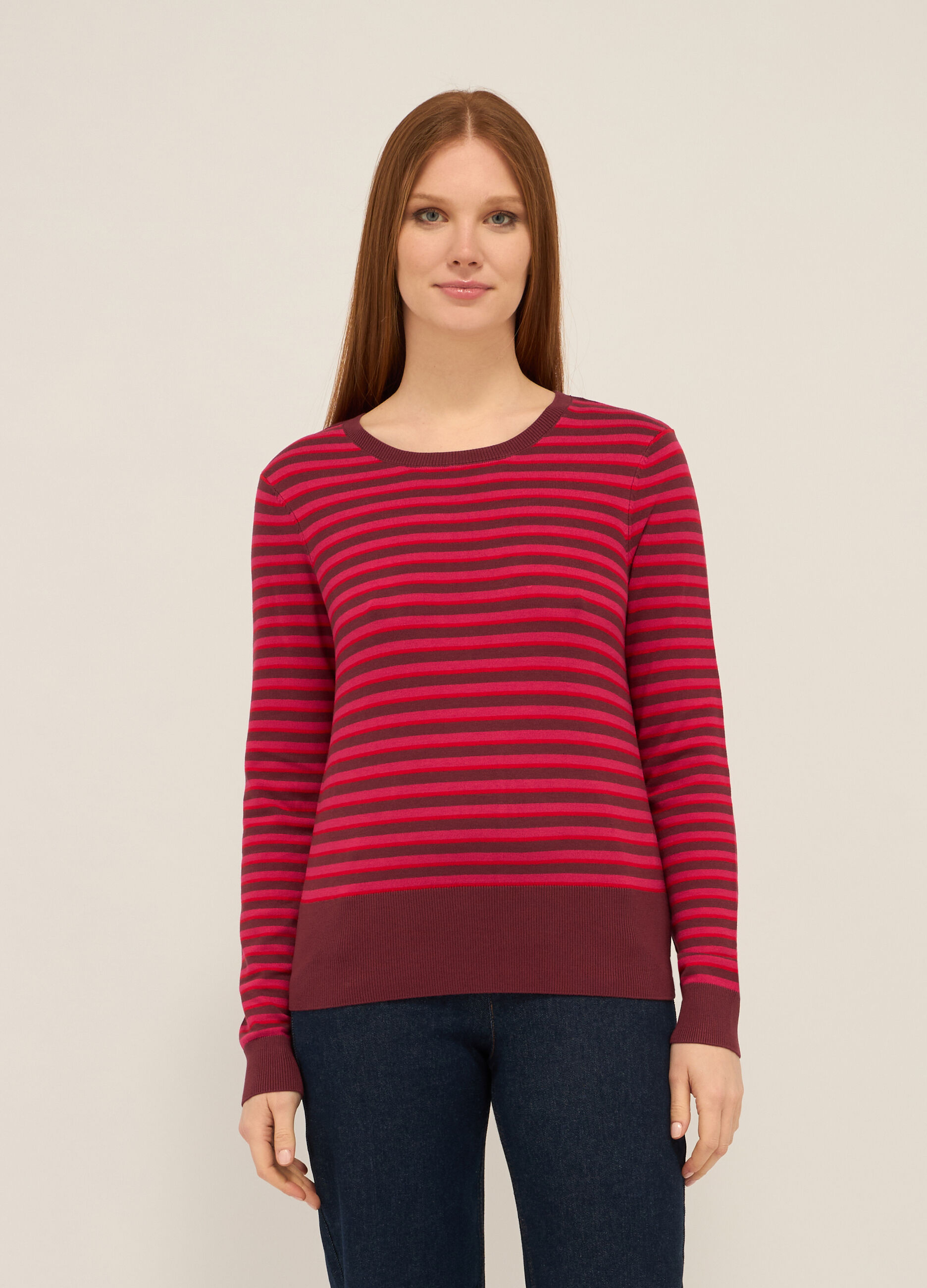 T-shirt misto viscosa con motivo a righe donna_0