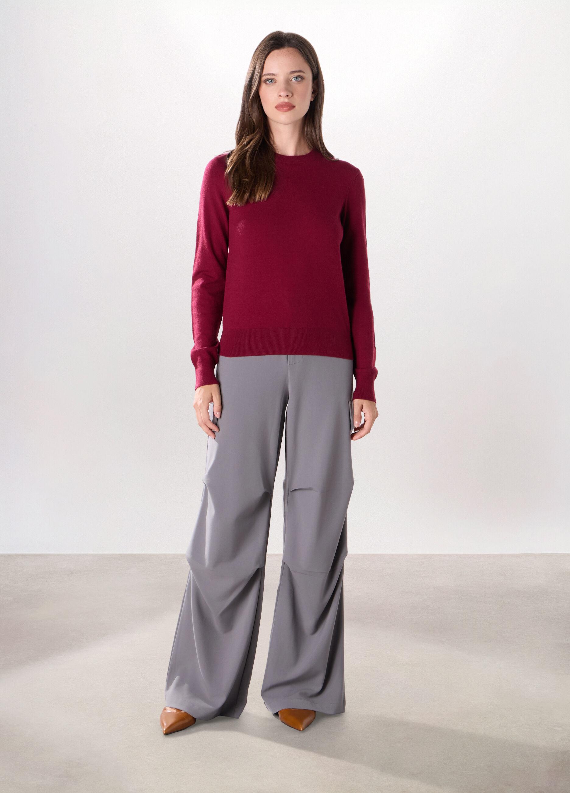 Pantaloni cargo in poli viscosa donna_0