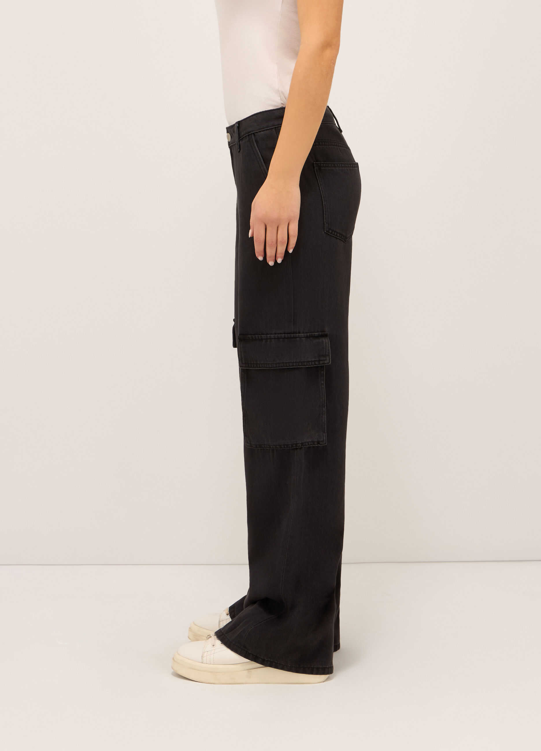 Pantaloni cardo in denim di misto cotone donna_2