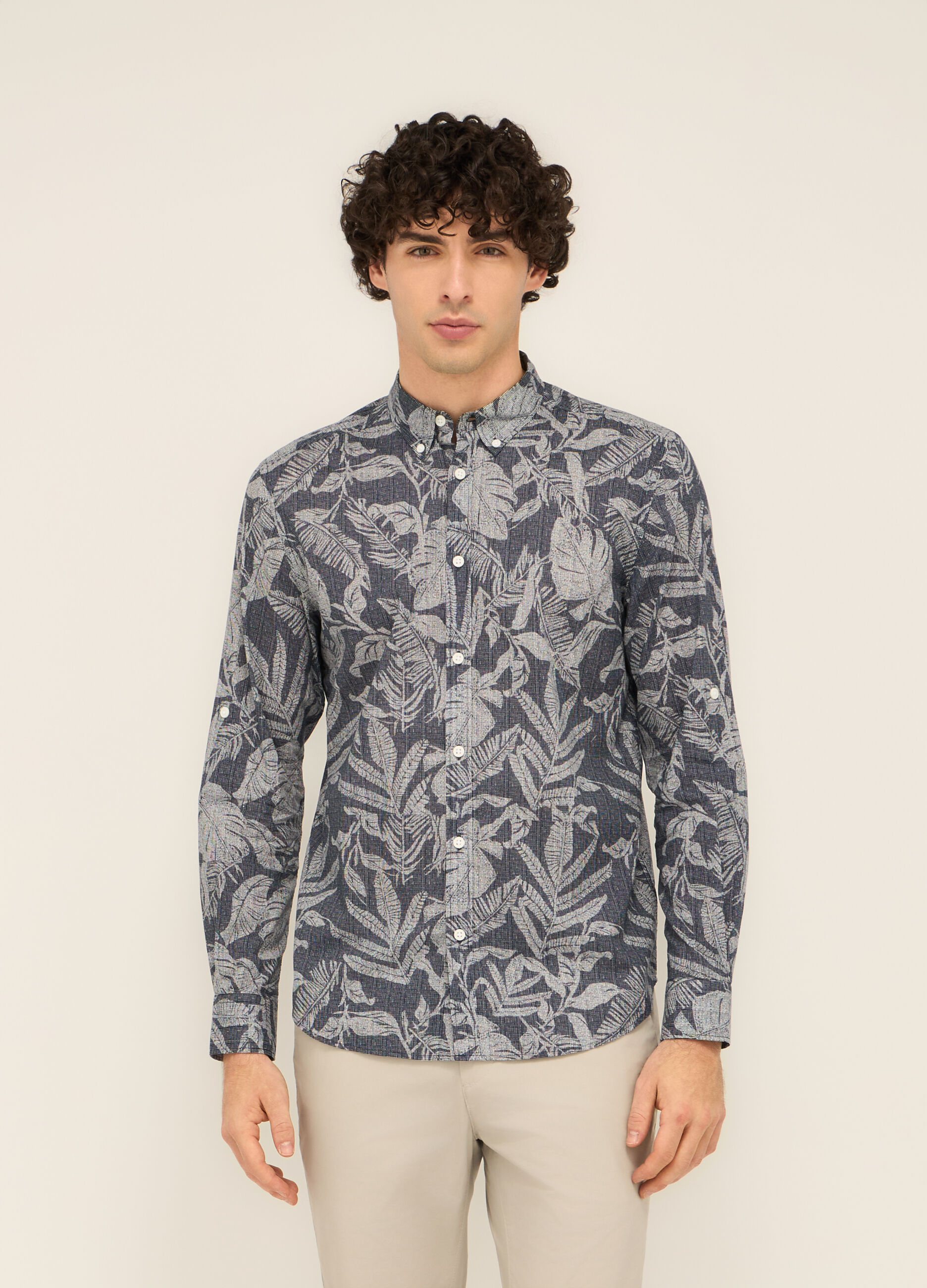 Camicia regular fit in cotone a fantasia uomo_0