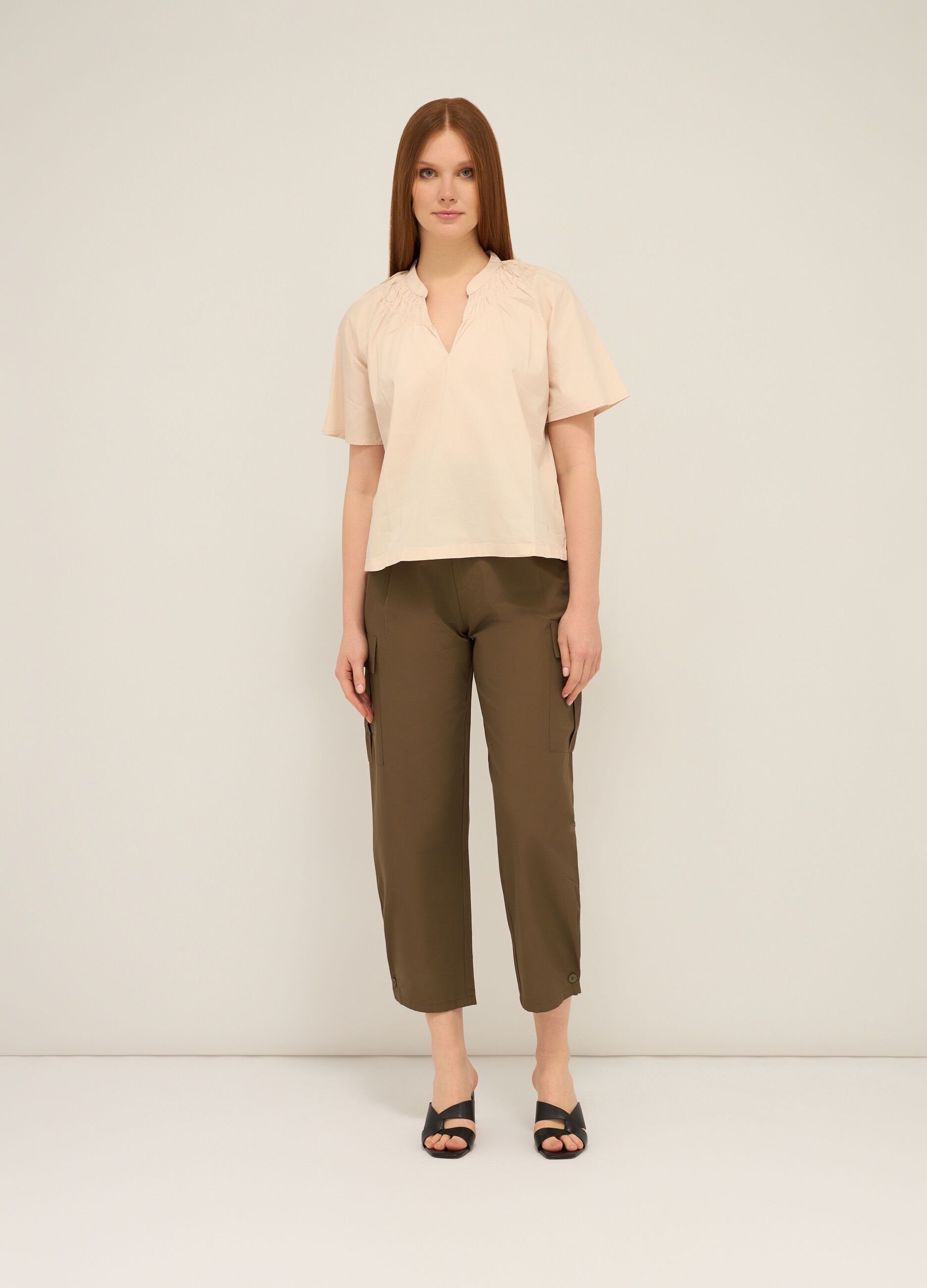 Pantaloni cargo misto cotone donna_0