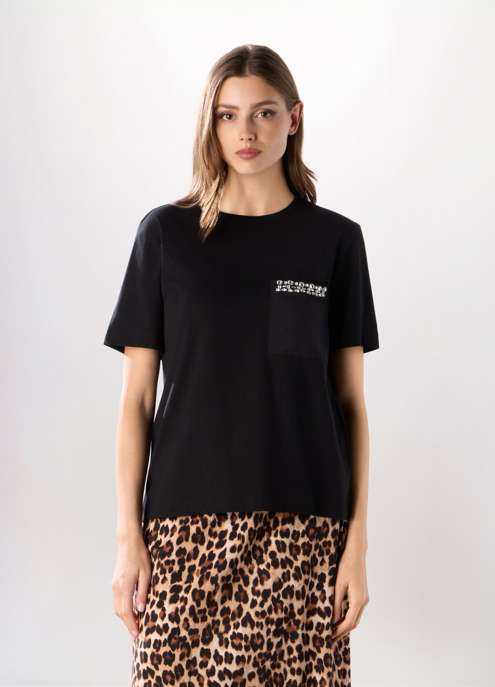 T-shirt in jersey di puro cotone donna_0