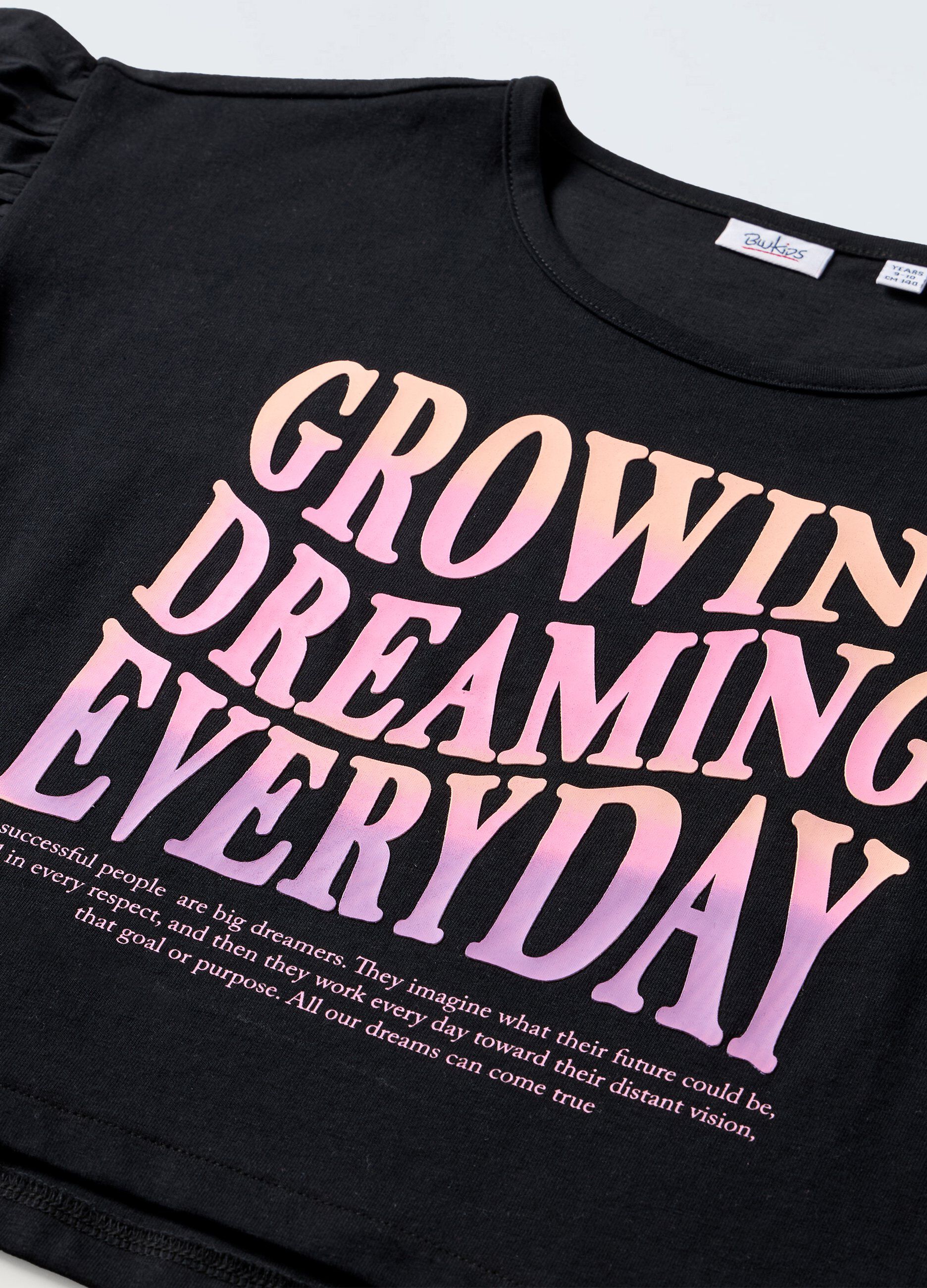 T-shirt in puro cotone con rouches ragazza_1
