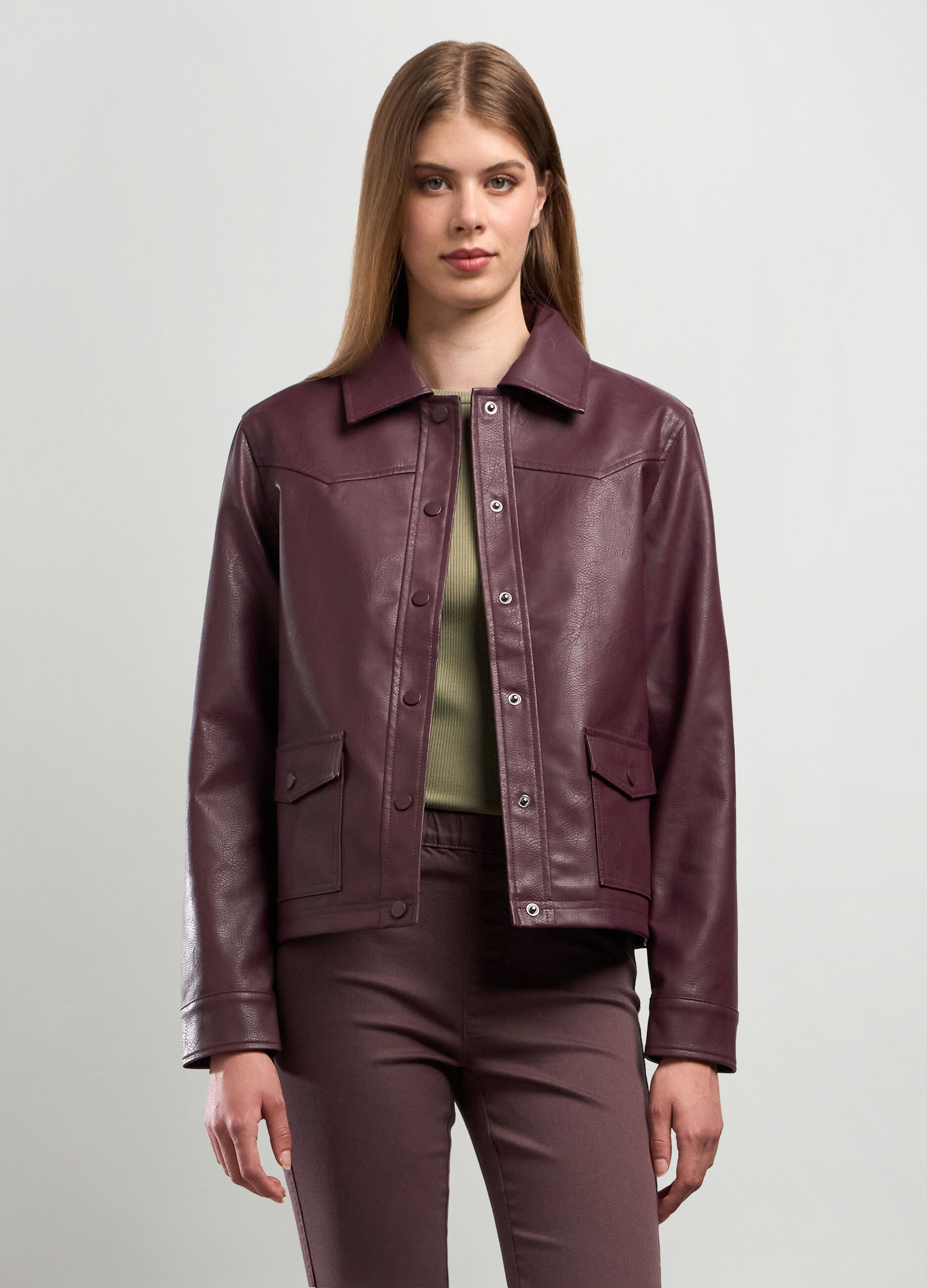 Giacca in eco pelle donna_0