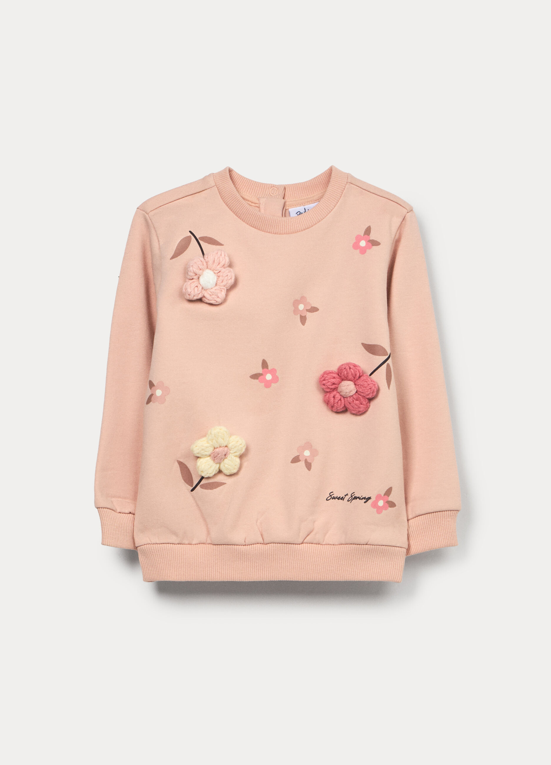 Felpa girocollo in french terry di cotone stretch bimba_0