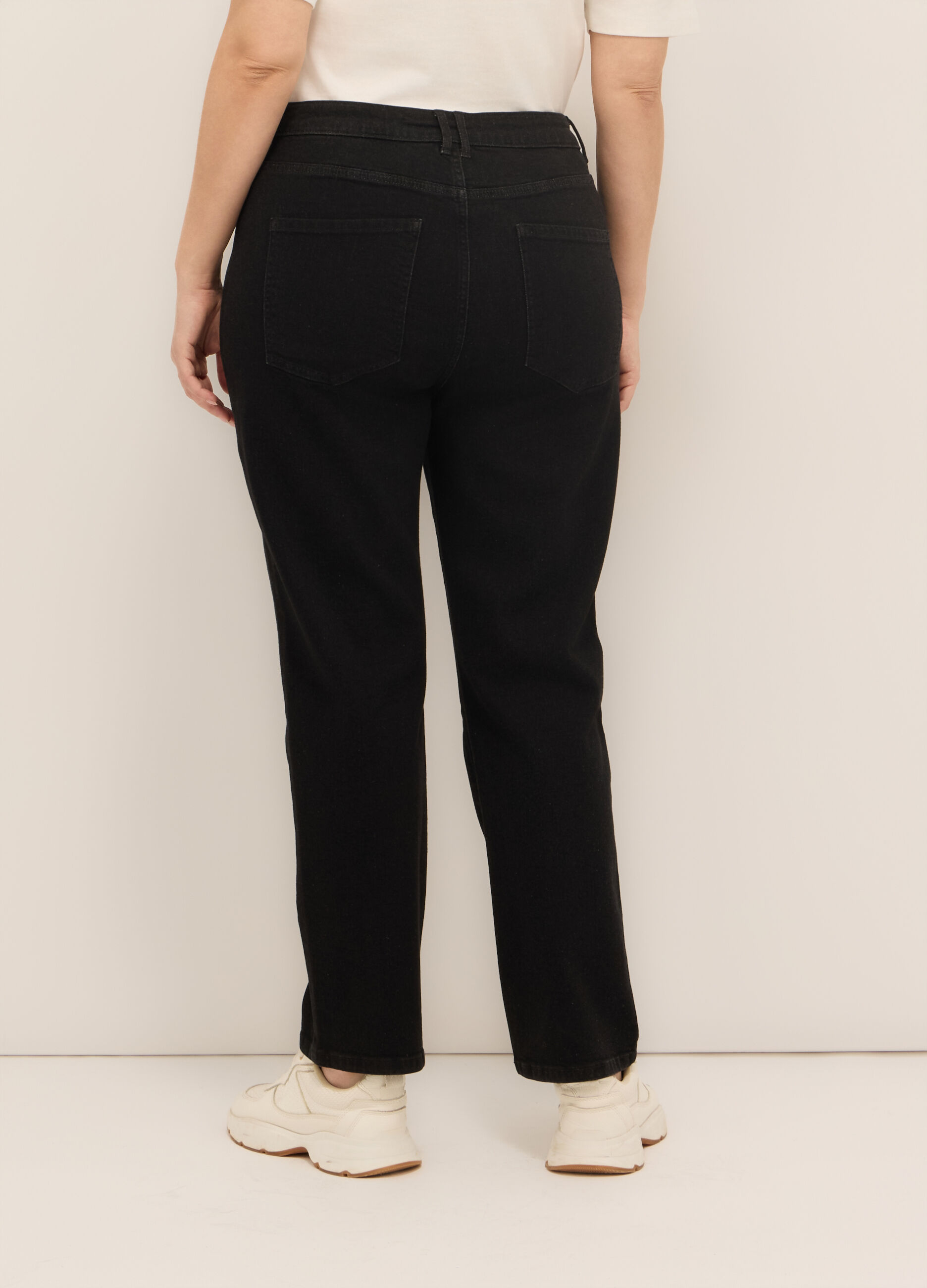 Pantaloni in denim di cotone stretch donna curvy_1