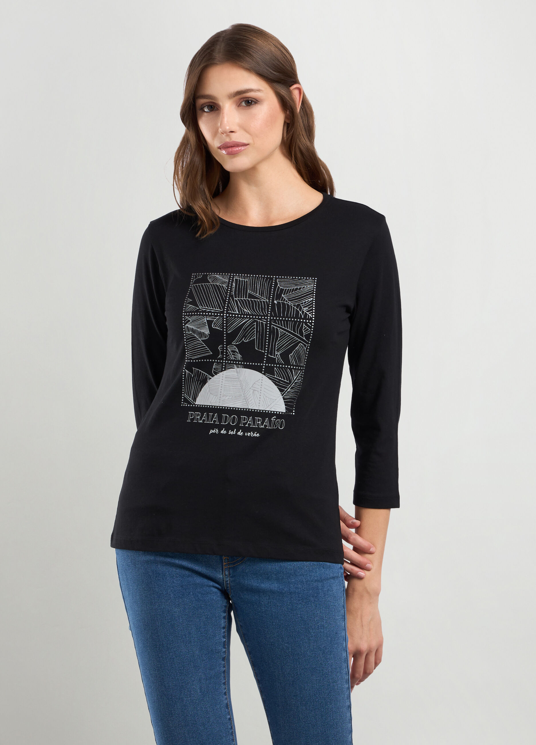 T-shirt in jersey di puro cotone donna_0