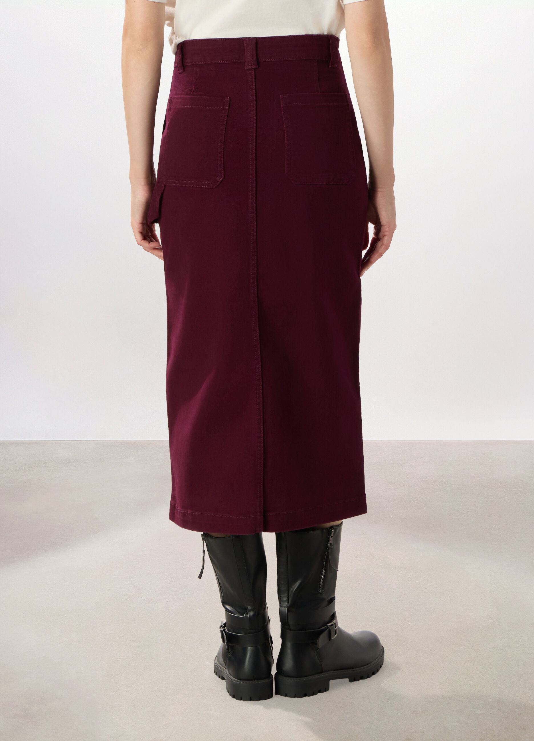 Gonna lunga in denim di cotone stretch donna_1