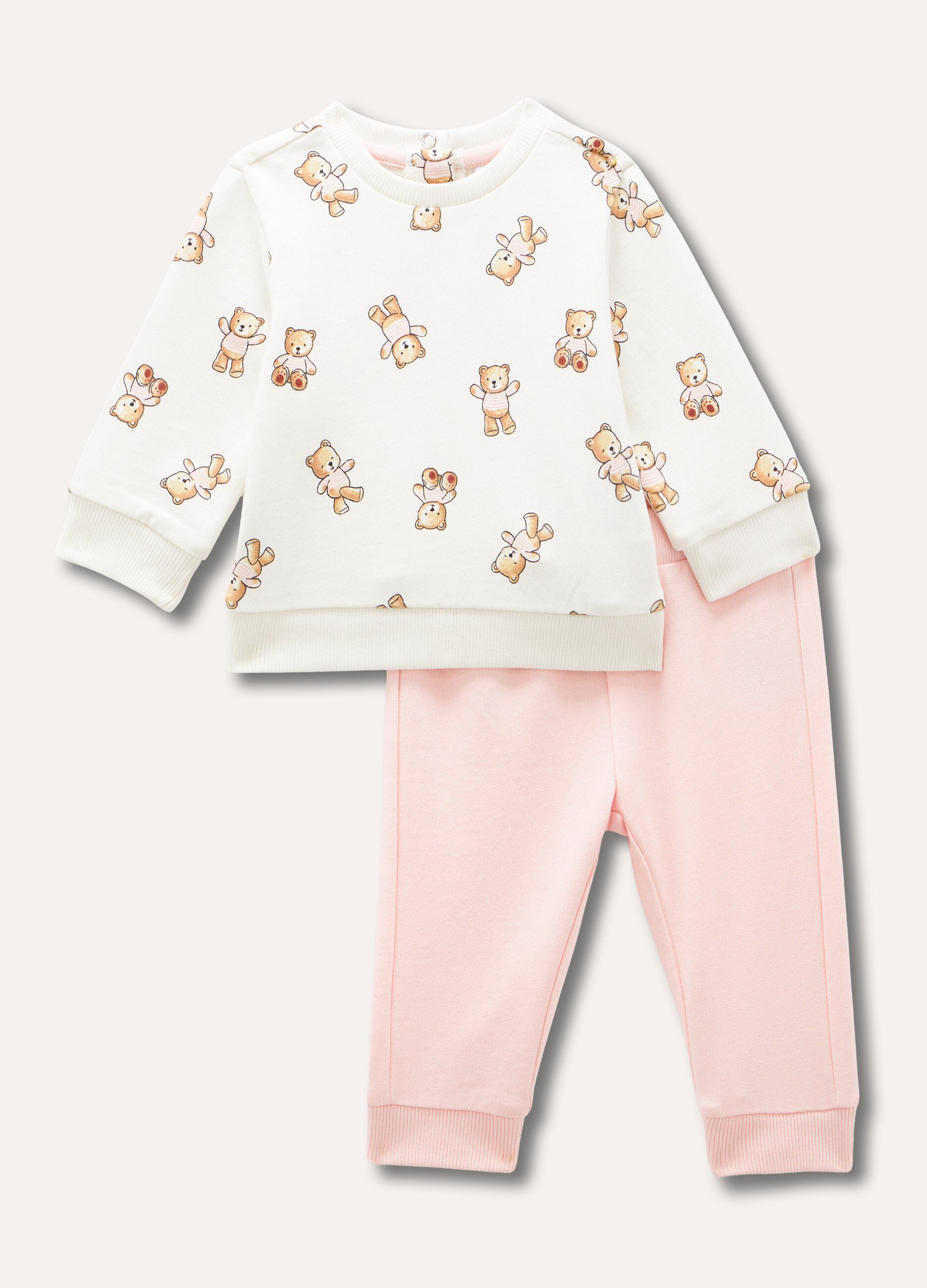 Jogging set in felpa di puro cotone neonata_0