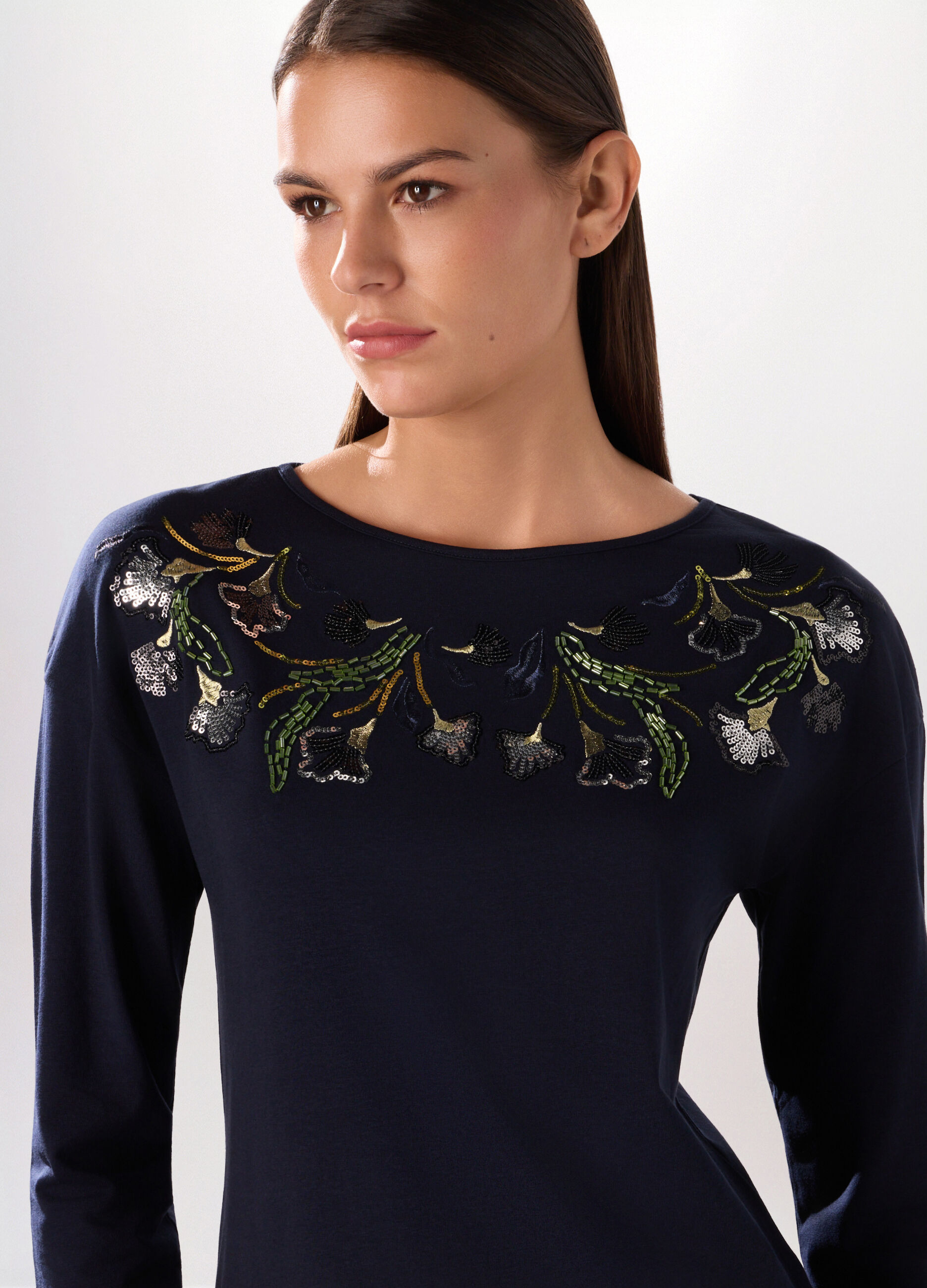 T-shirt in jersey di cotone stretch donna_2