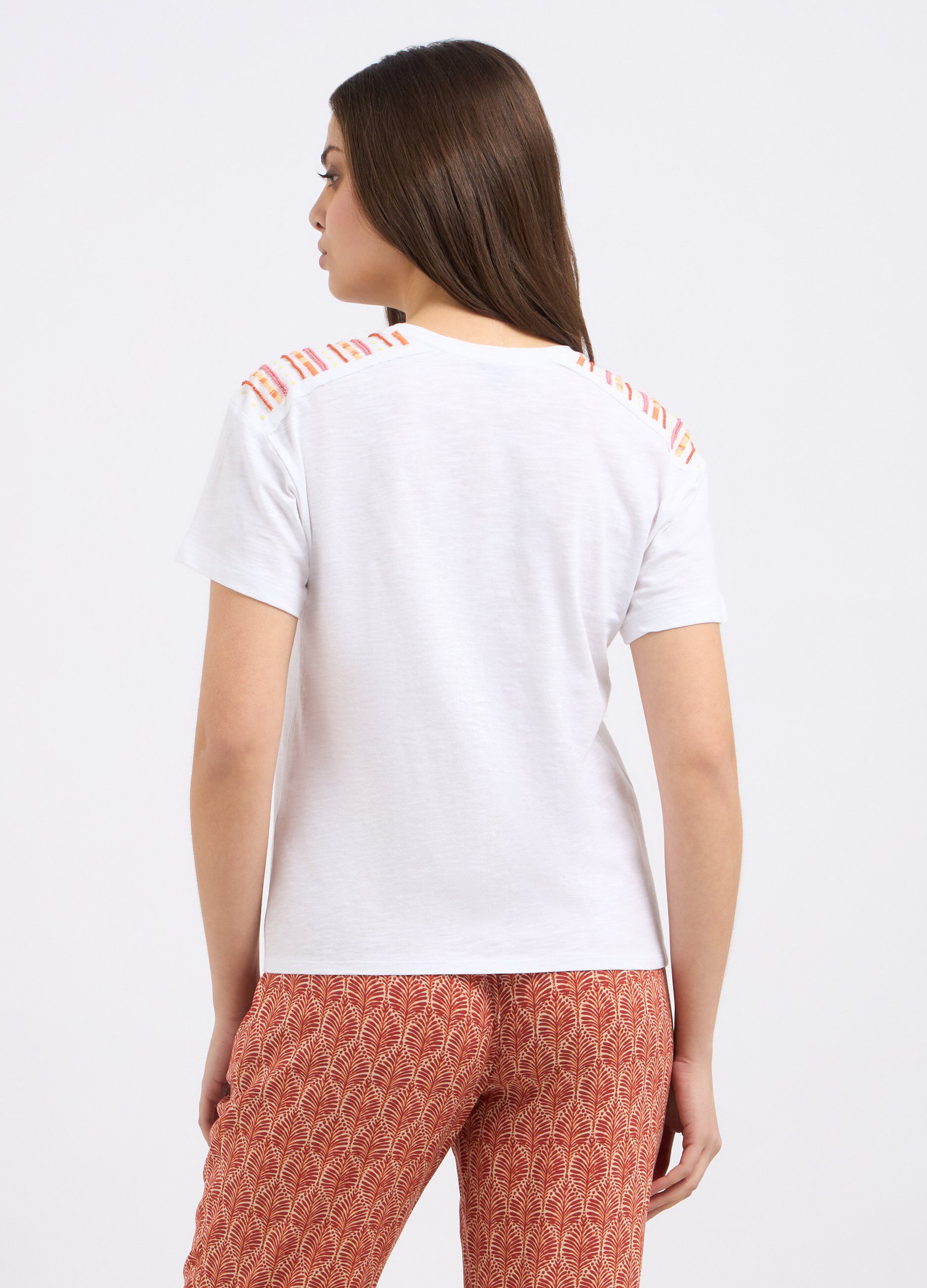 T-shirt in puro cotone con ricamo donna