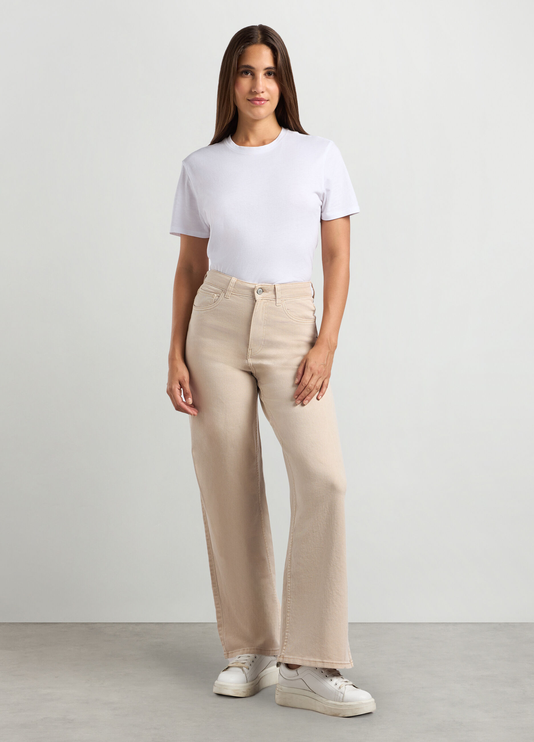 Pantaloni in denim di cotone stretch donna_0