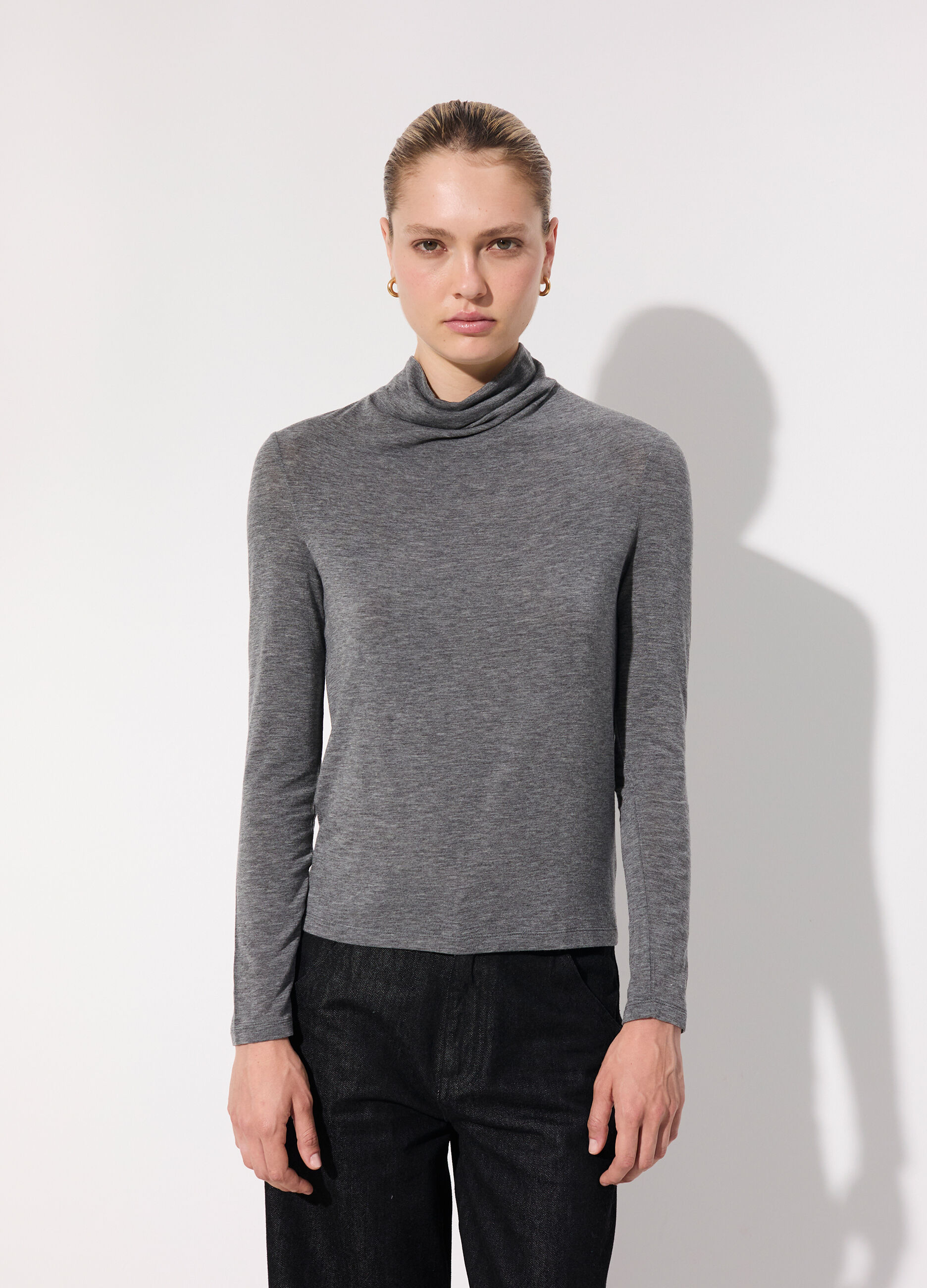 Lupetto tricot a maniche lunghe in misto lana donna_1