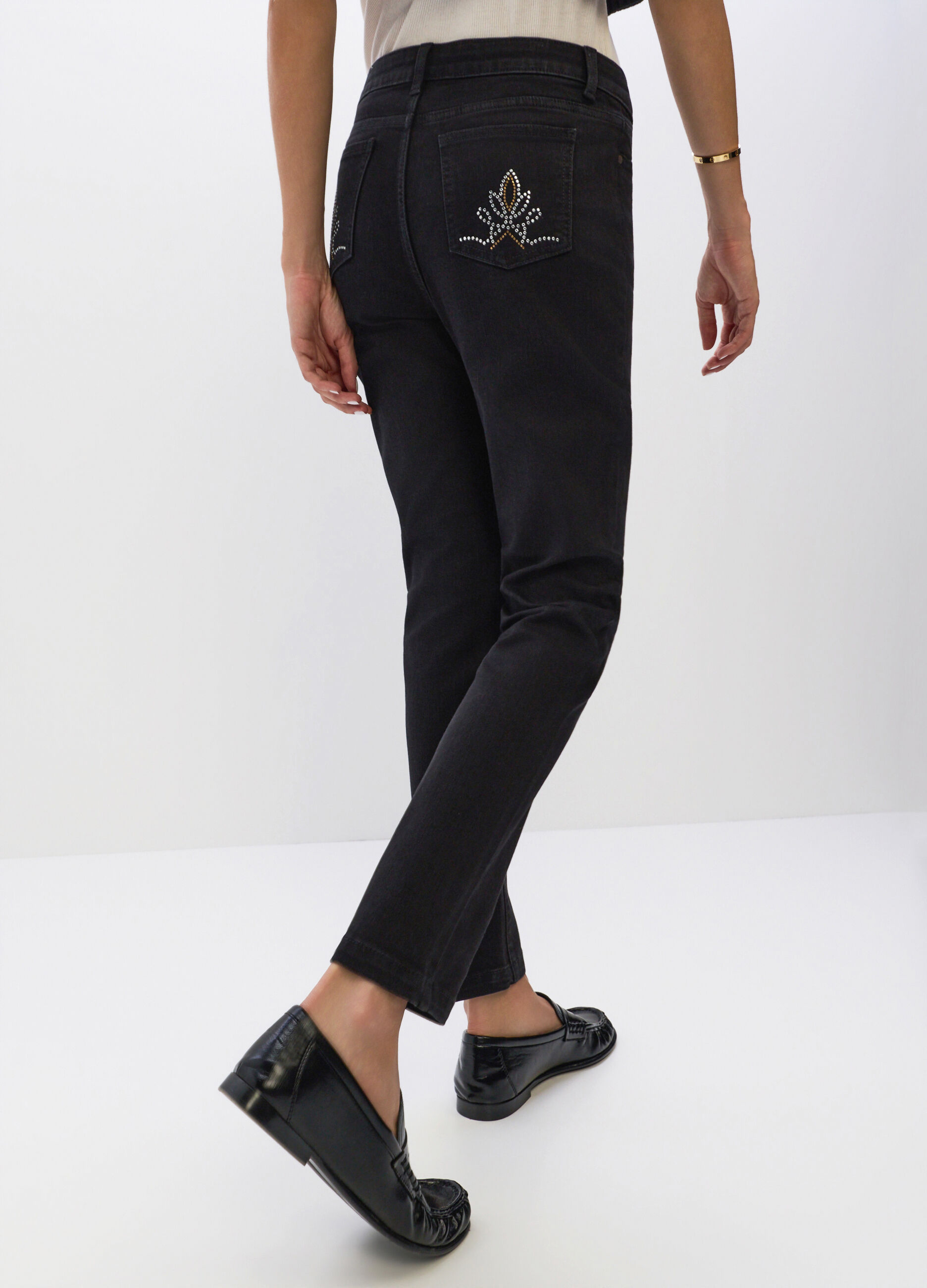 Pantaloni Slim Fit in denim stretch misto cotone donna_1