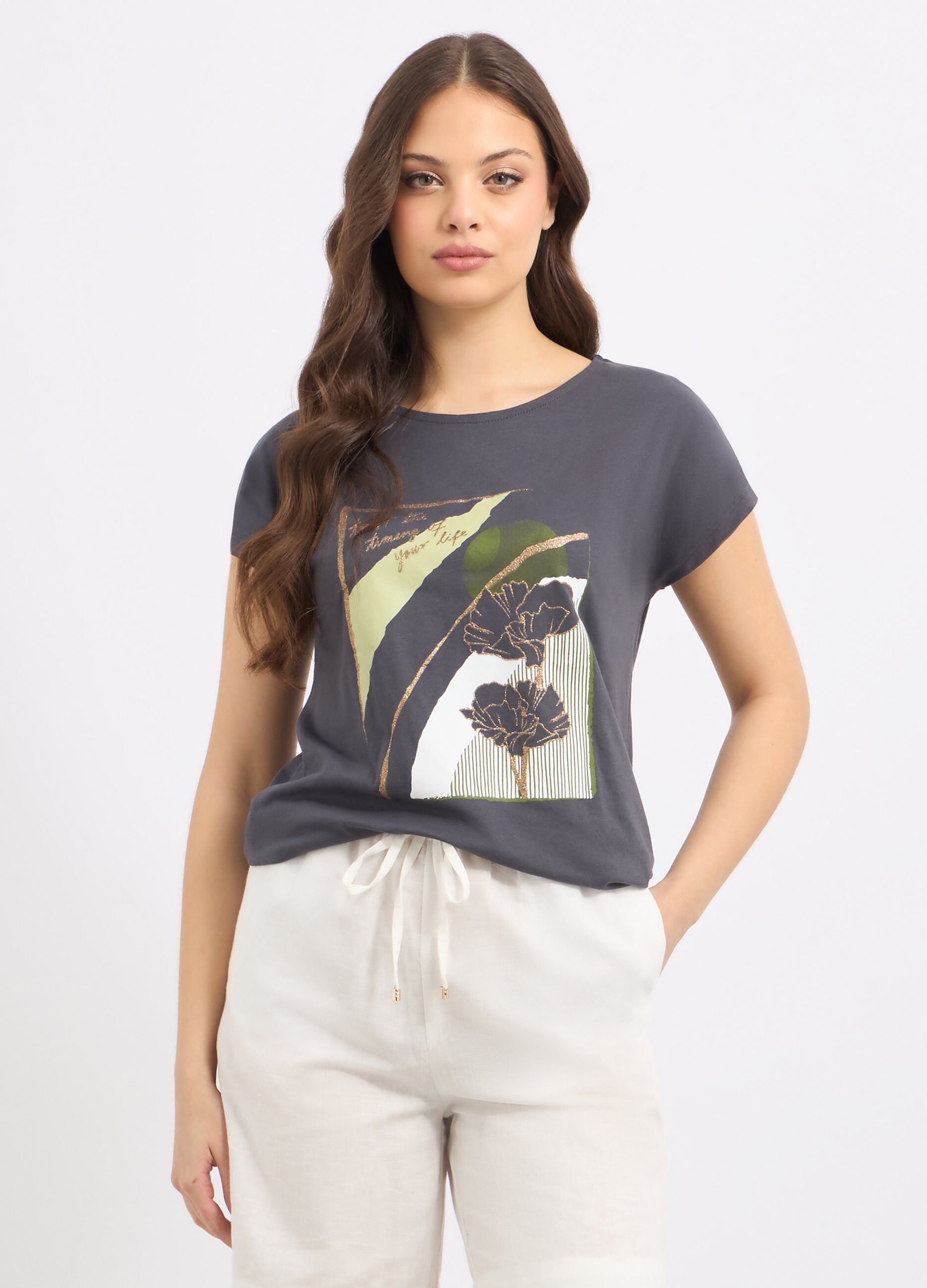 T-shirt in puro cotone con stampa donna_0