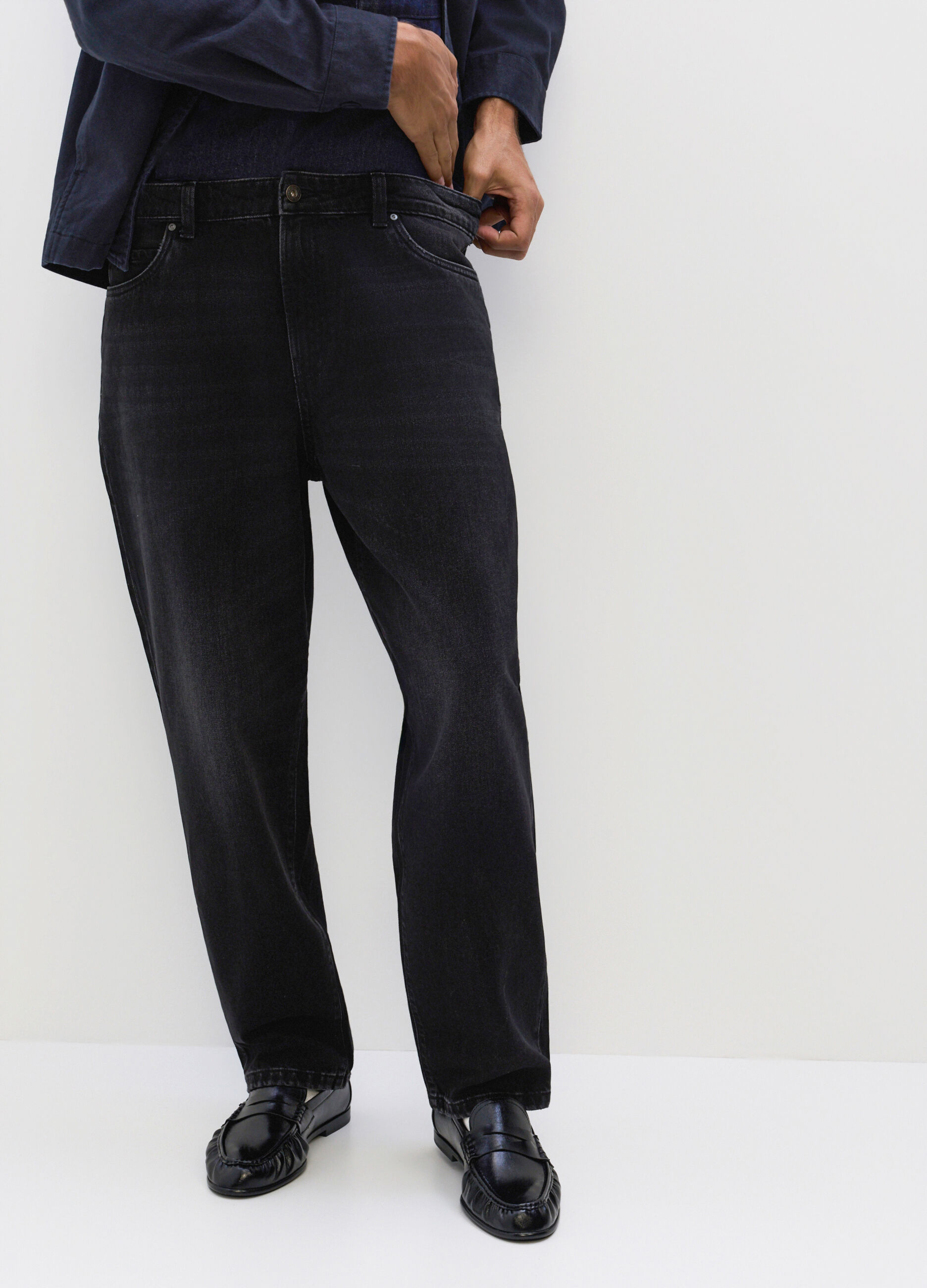 Jeans regular fit in denim di cotone e lyocell uomo_2