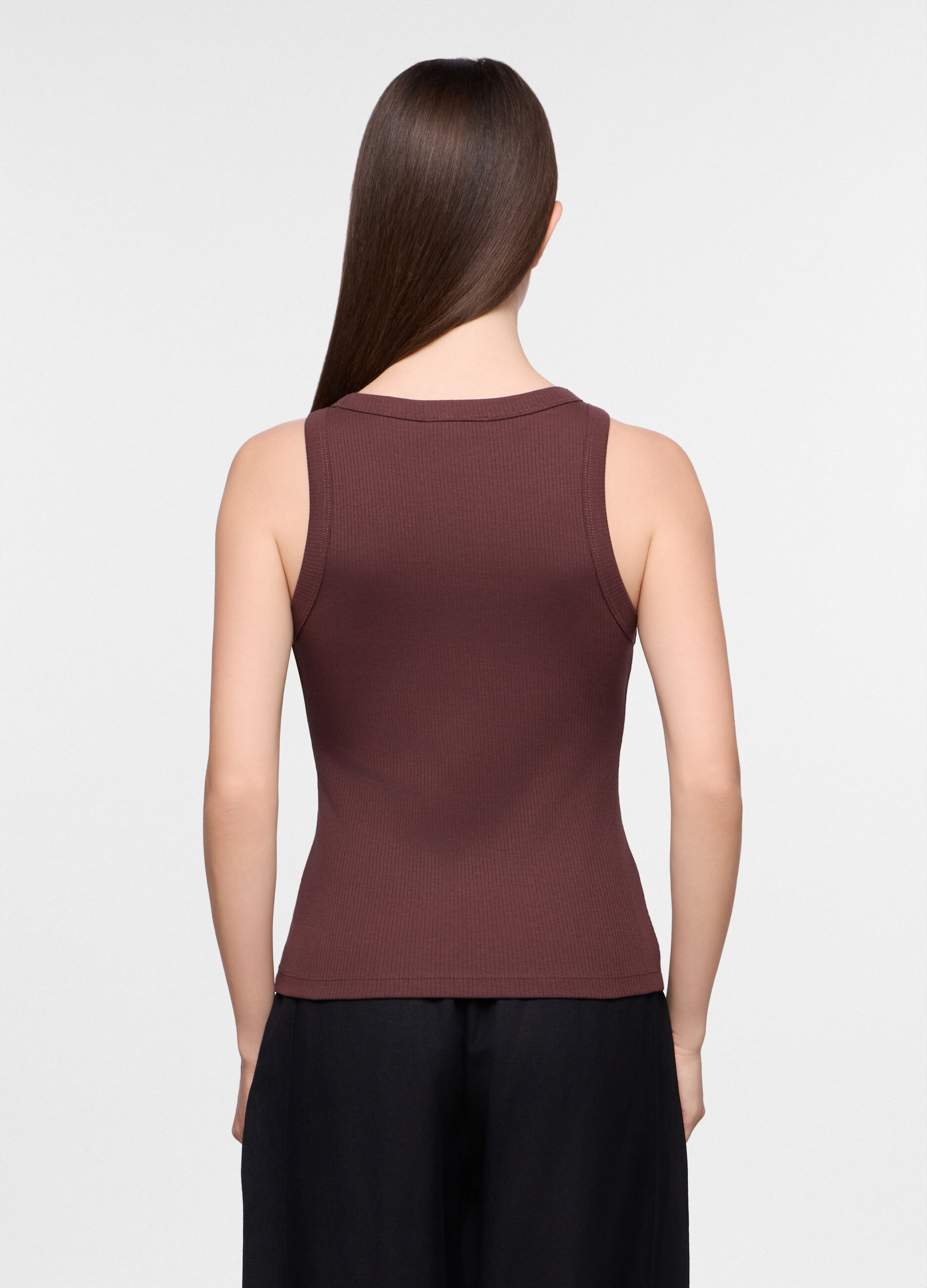 Canotta Fitted in costina di puro cotone donna_1