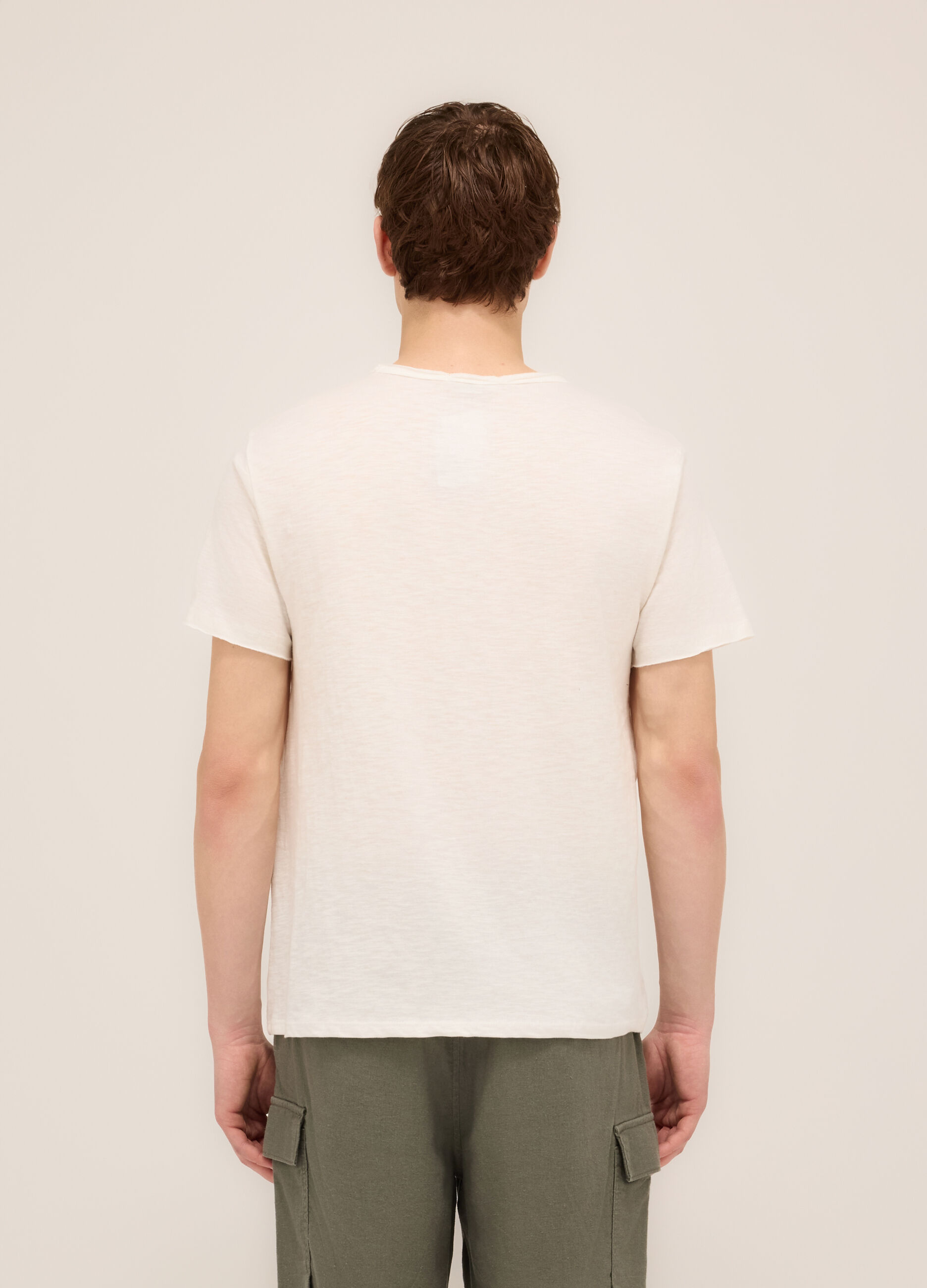 T-shirt girocollo in cotone e lino uomo_1