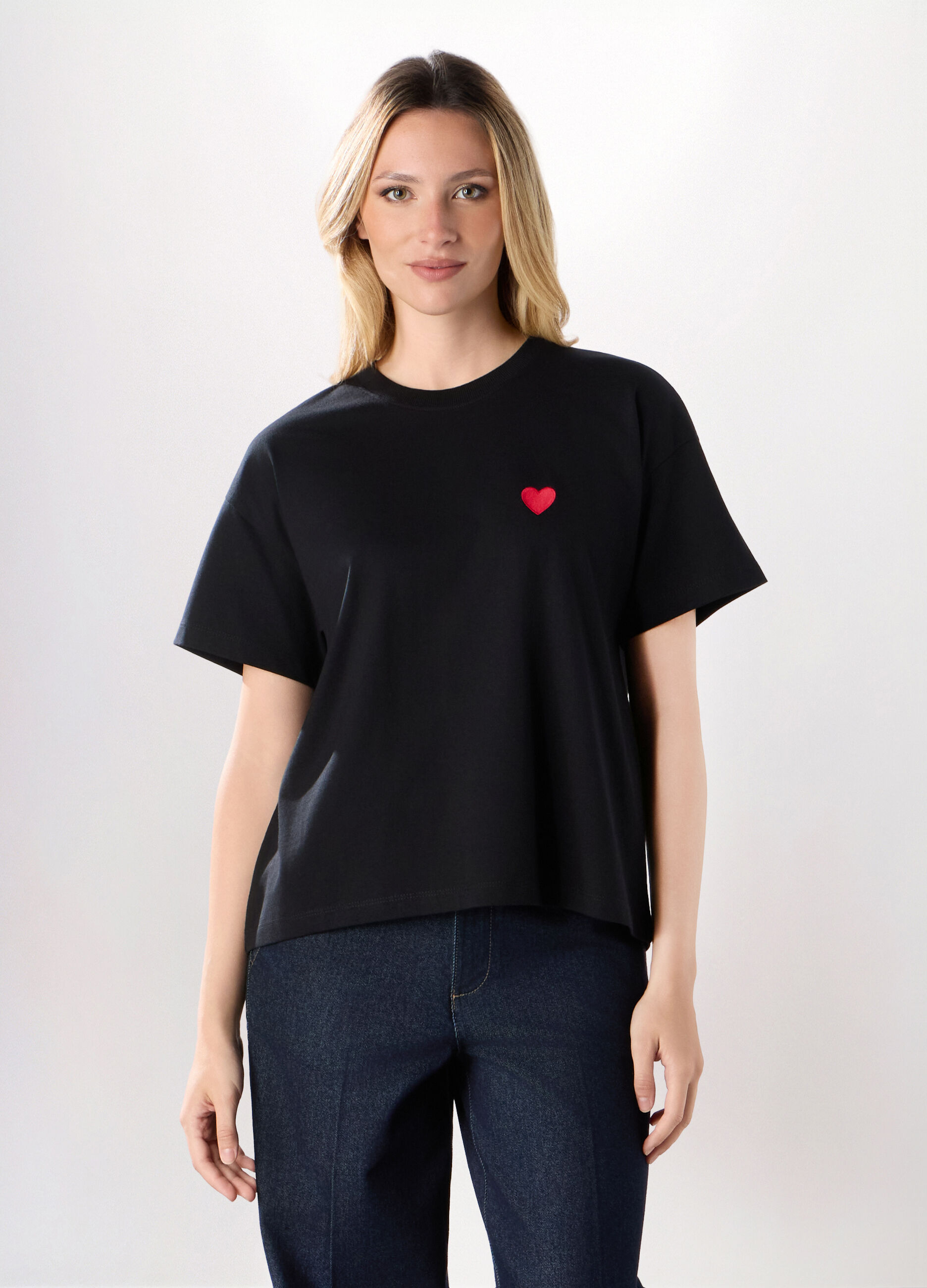 T-shirt in jersey di puro cotone donna_0