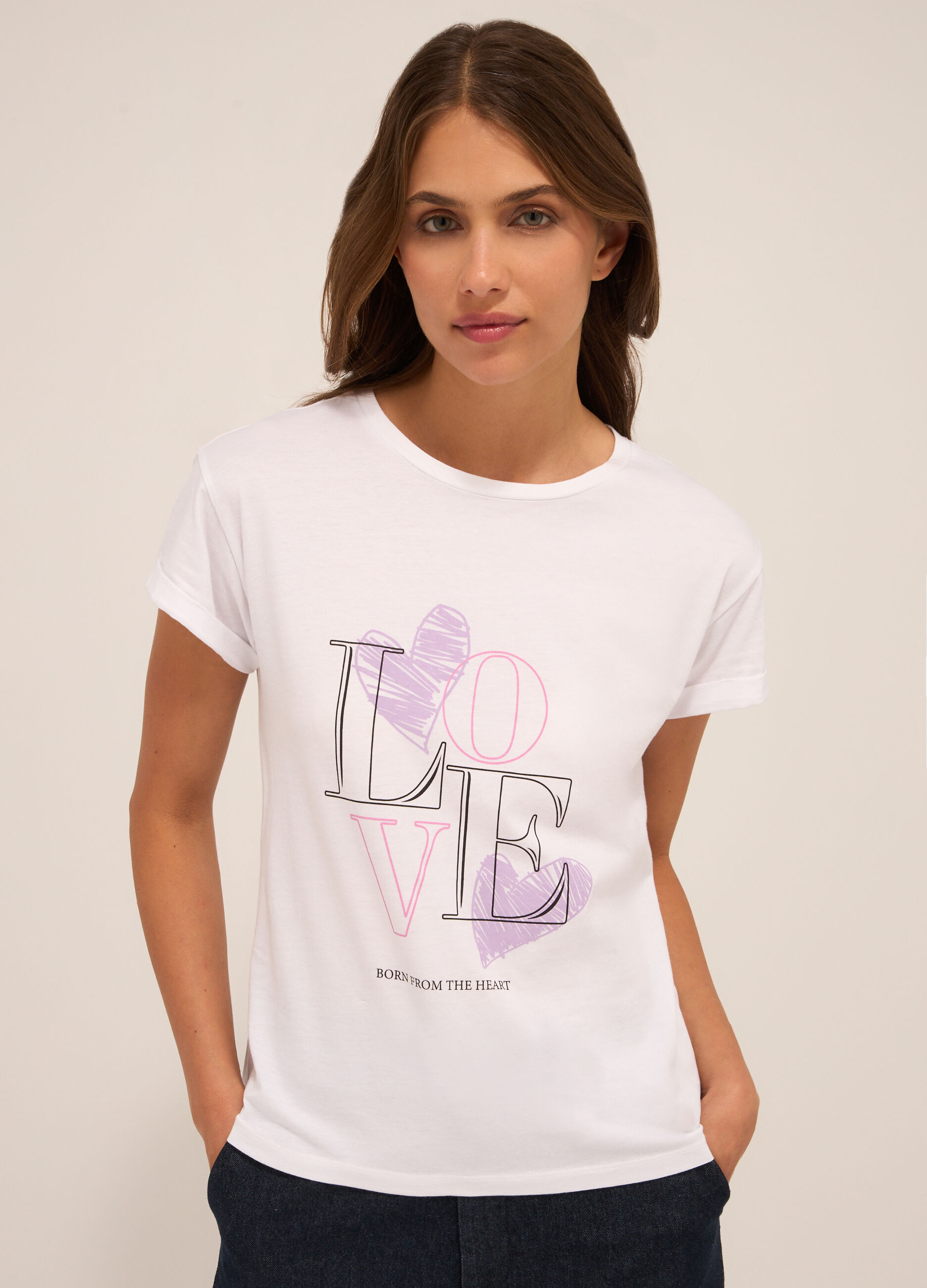 T-shirt in jersey di puro cotone donna_2