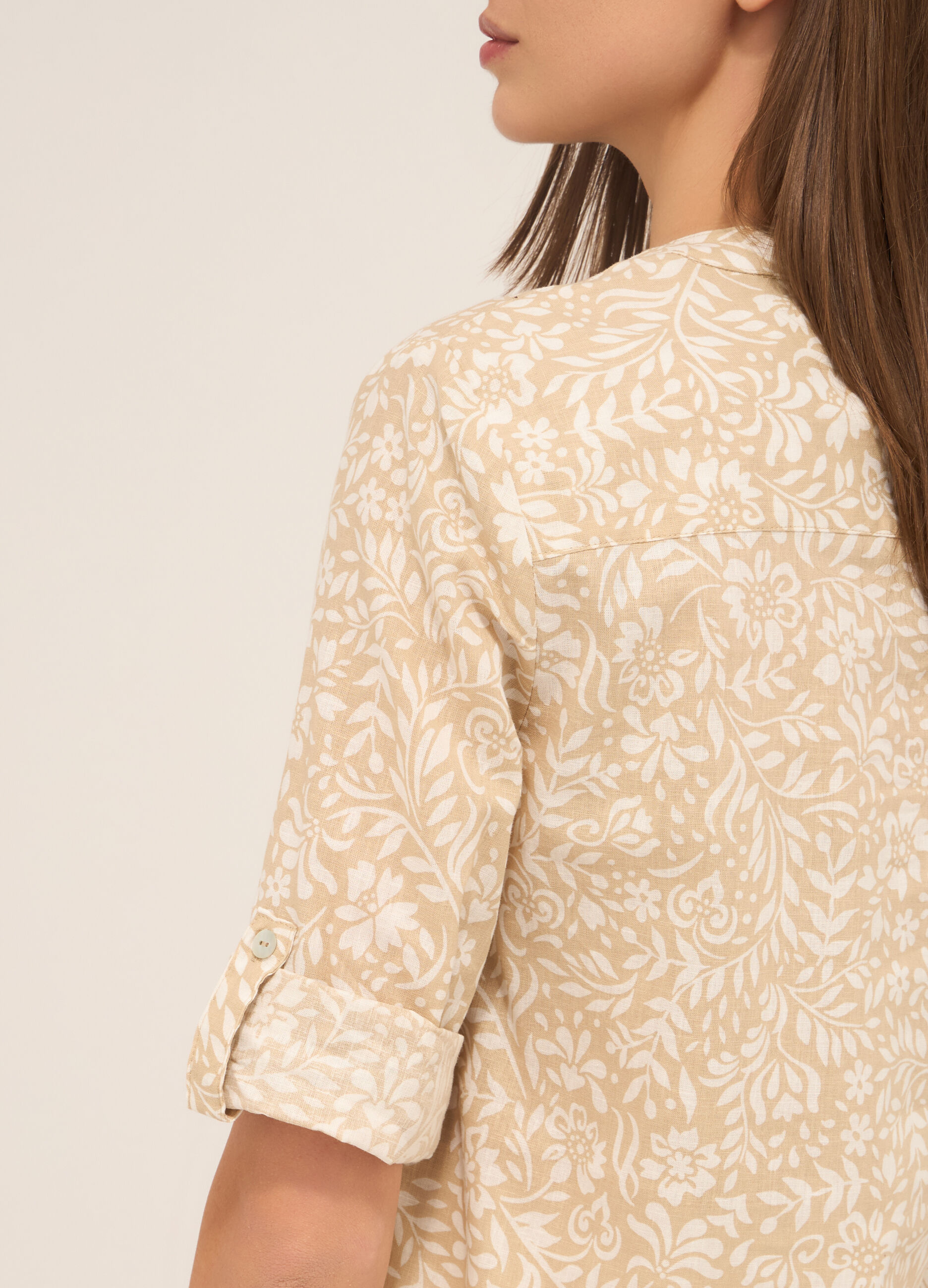 Camicia misto lino con stampa donna_2