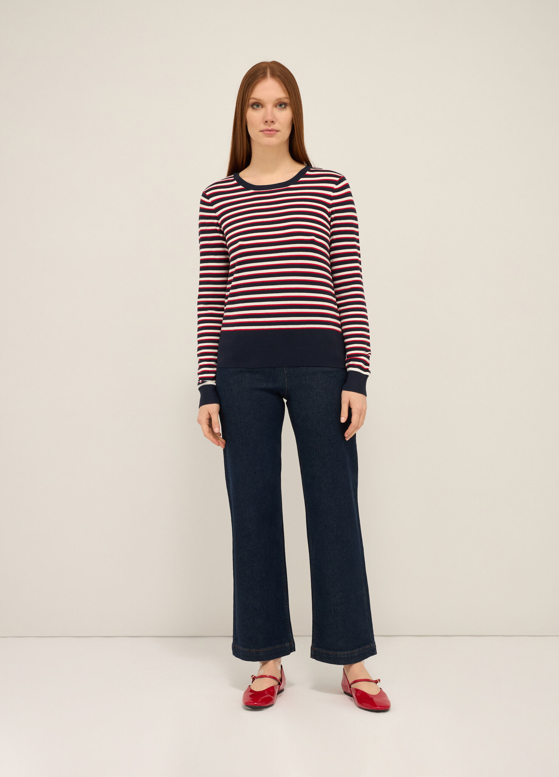 Pantaloni in denim di cotone stretch donna_0