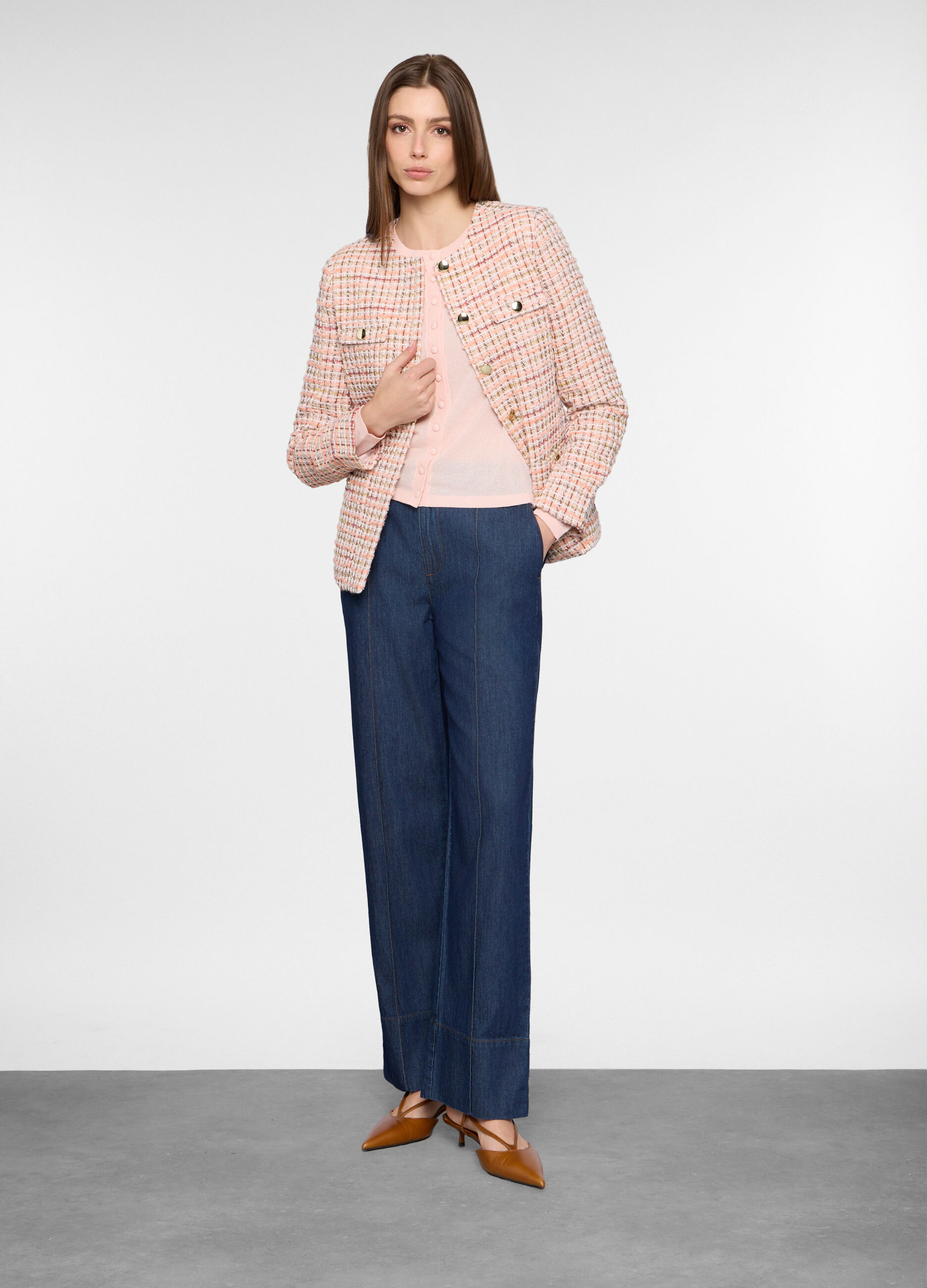 Pantaloni straight fit in denim donna_0