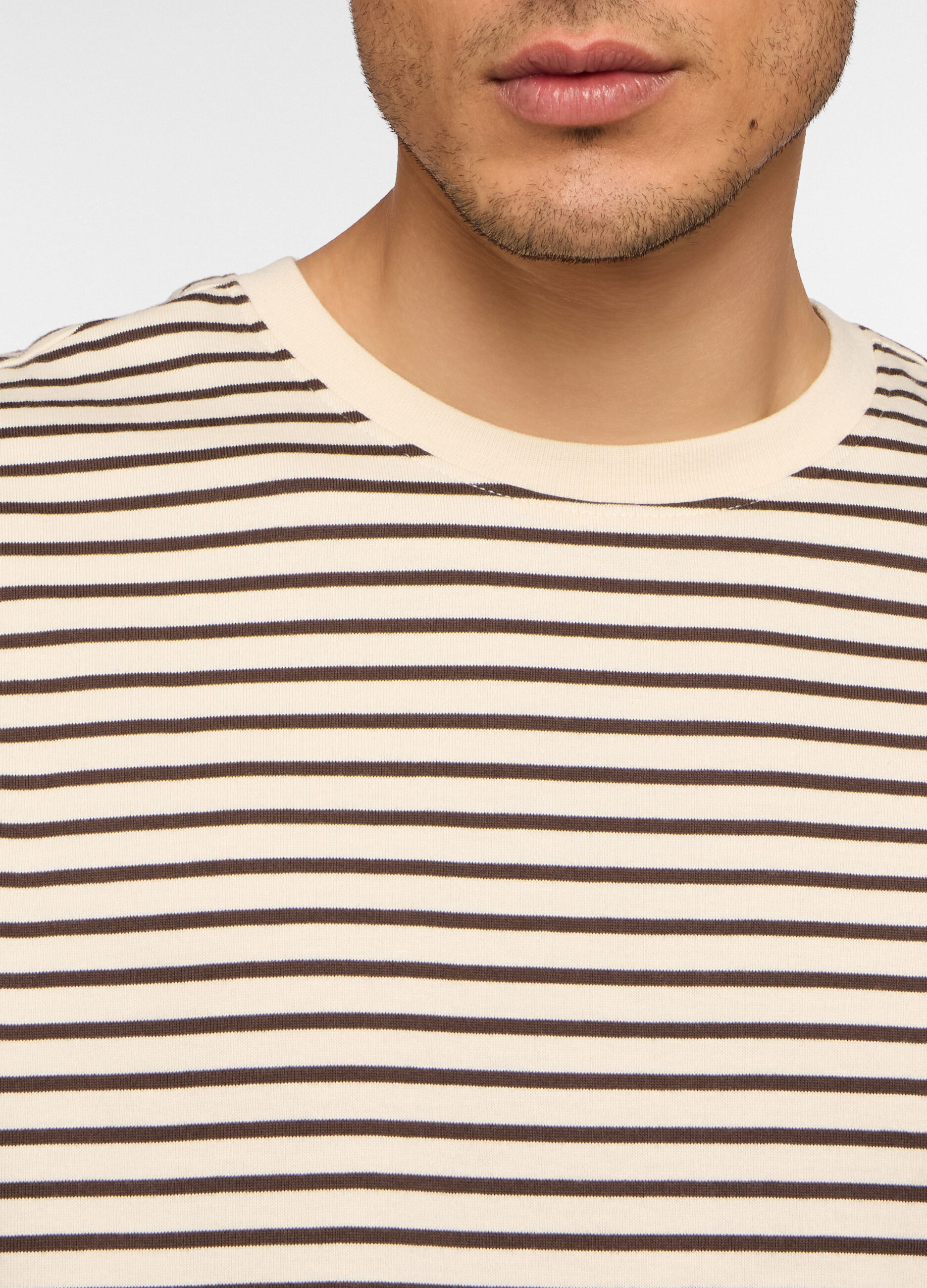 T-shirt girocollo in jersey di cotone a righe uomo_2