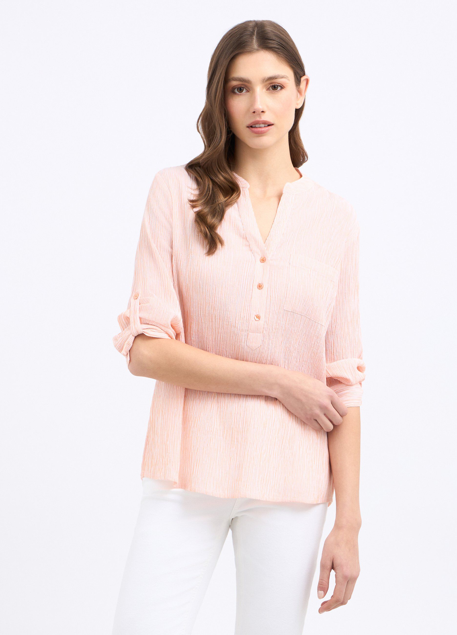Blusa rigata in puro cotone donna_0